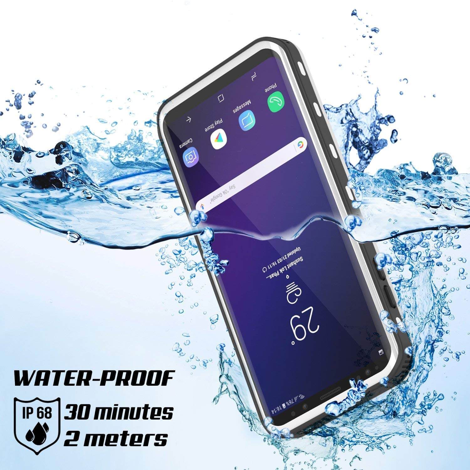 Galaxy S9 Waterproof Case, Punkcase [KickStud Series] Armor Cover [WHITE]