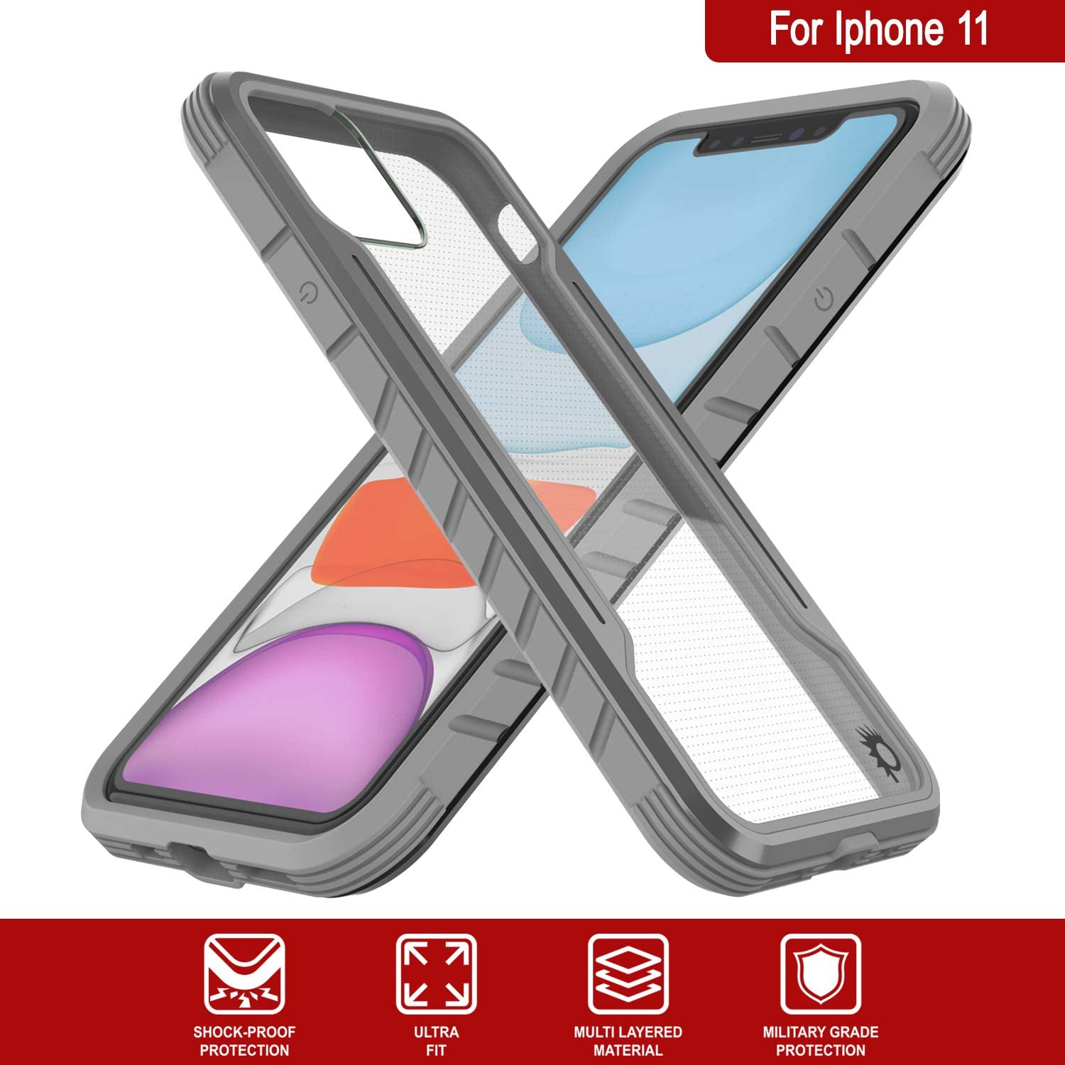 Punkcase iPhone 12 ravenger Case Protective Military Grade Multilayer Cover [Grey]