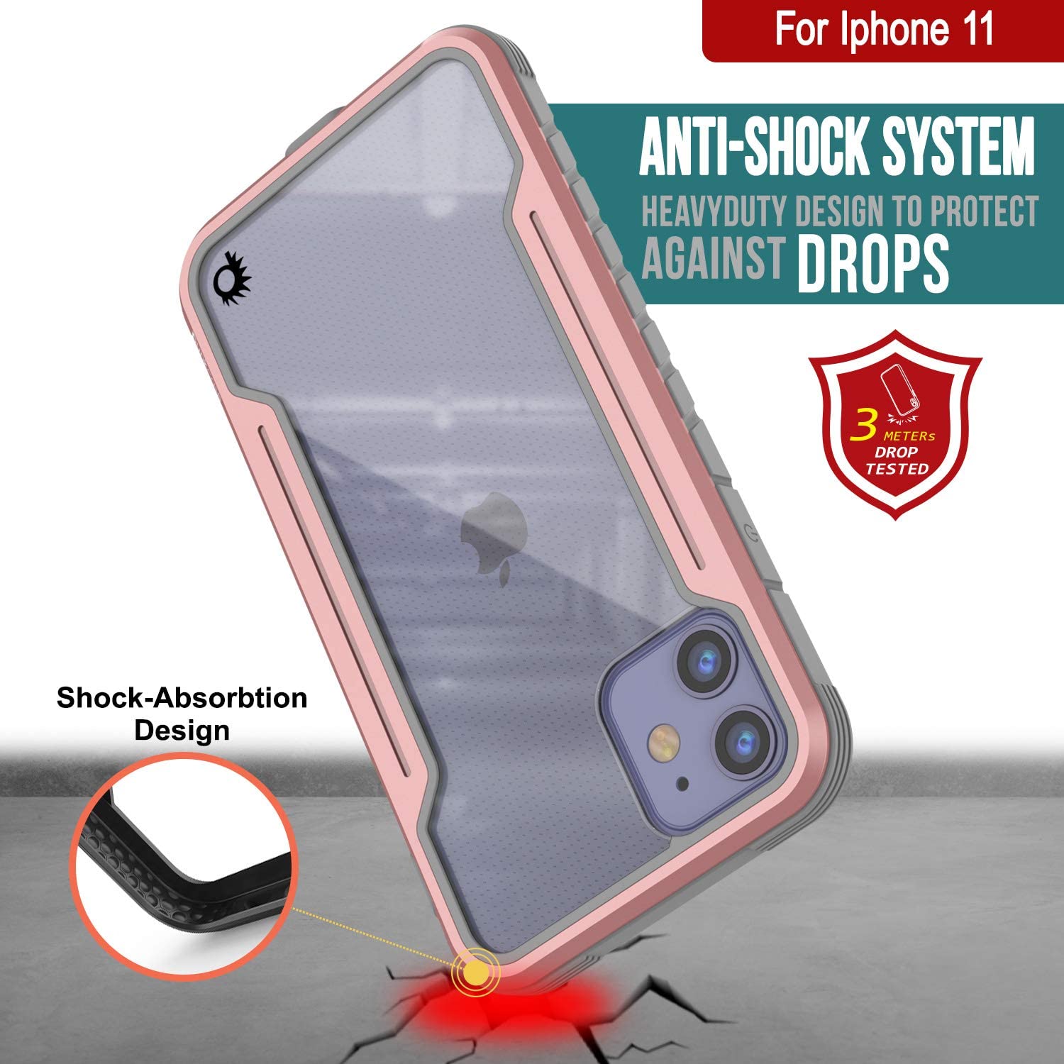 Punkcase iPhone 11 ravenger Case Protective Military Grade Multilayer Cover [Rose-Gold]