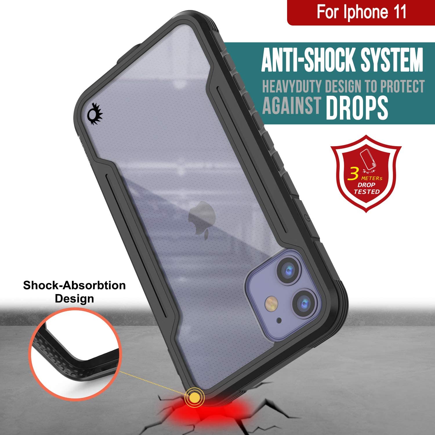 Punkcase iPhone 12 Mini ravenger Case Protective Military Grade Multilayer Cover [Black]