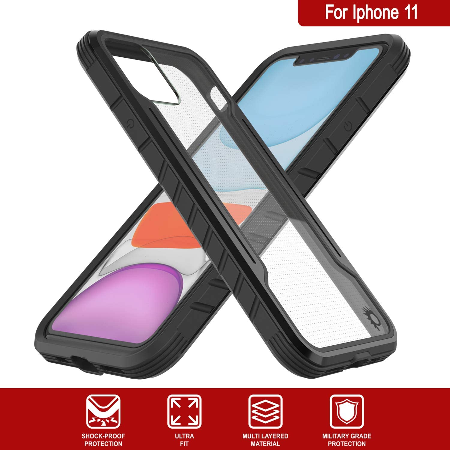 Punkcase iPhone 12 Mini ravenger Case Protective Military Grade Multilayer Cover [Black]