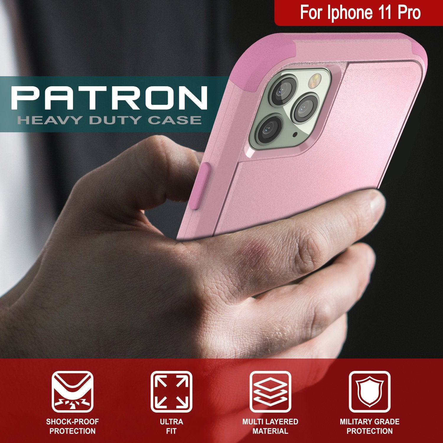 Punkcase for iPhone 11 Pro Belt Clip Multilayer Holster Case [Patron Series] [Pink]