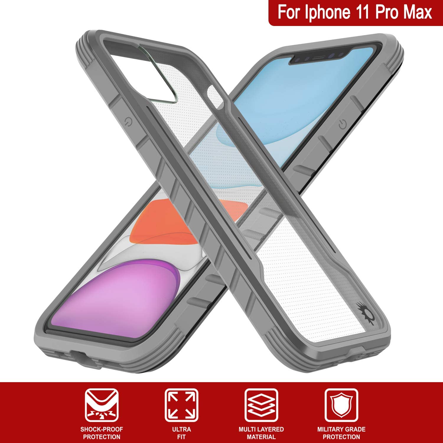 Punkcase iPhone 12 Pro Max ravenger Case Protective Military Grade Multilayer Cover [Grey]