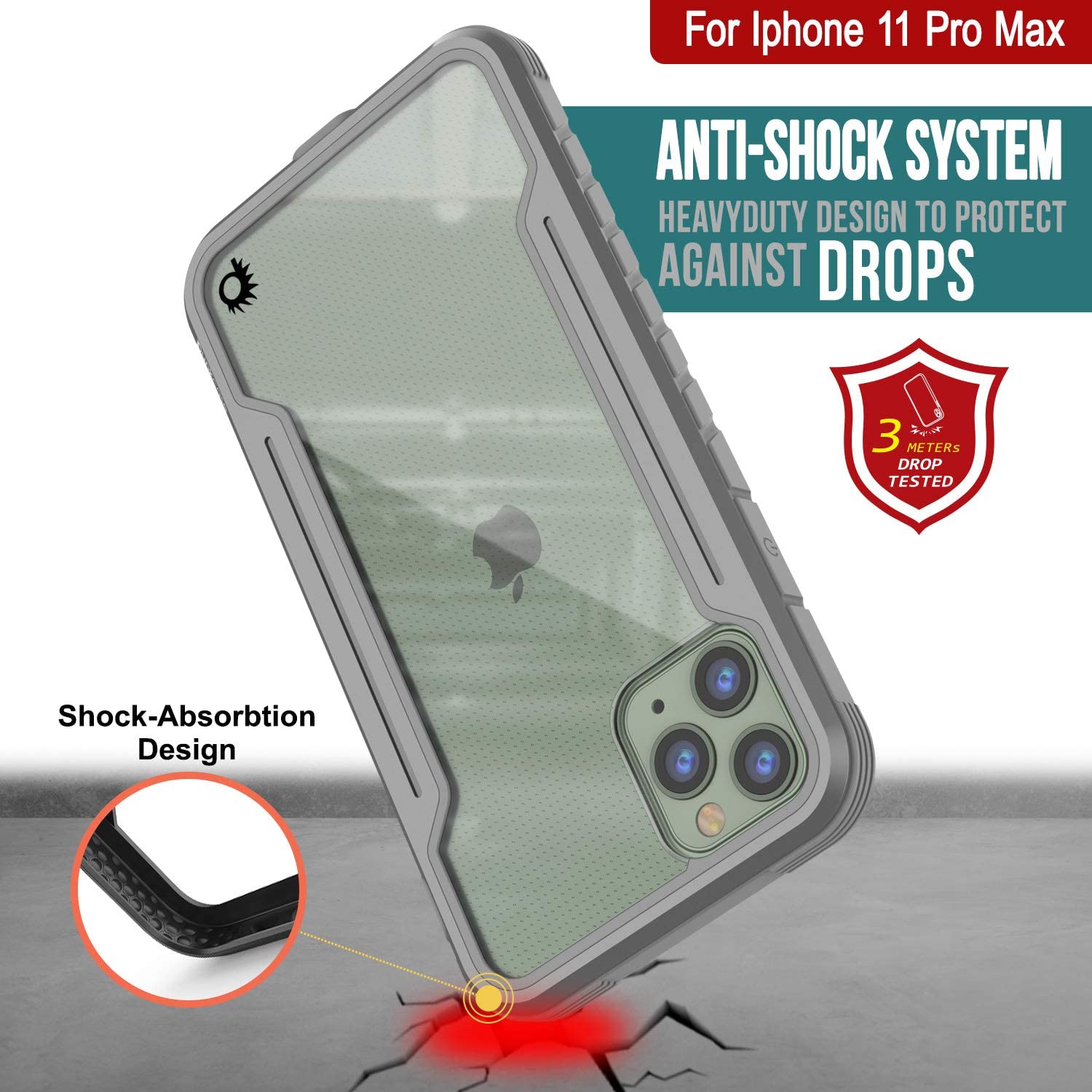Punkcase iPhone 12 Pro Max ravenger Case Protective Military Grade Multilayer Cover [Grey]
