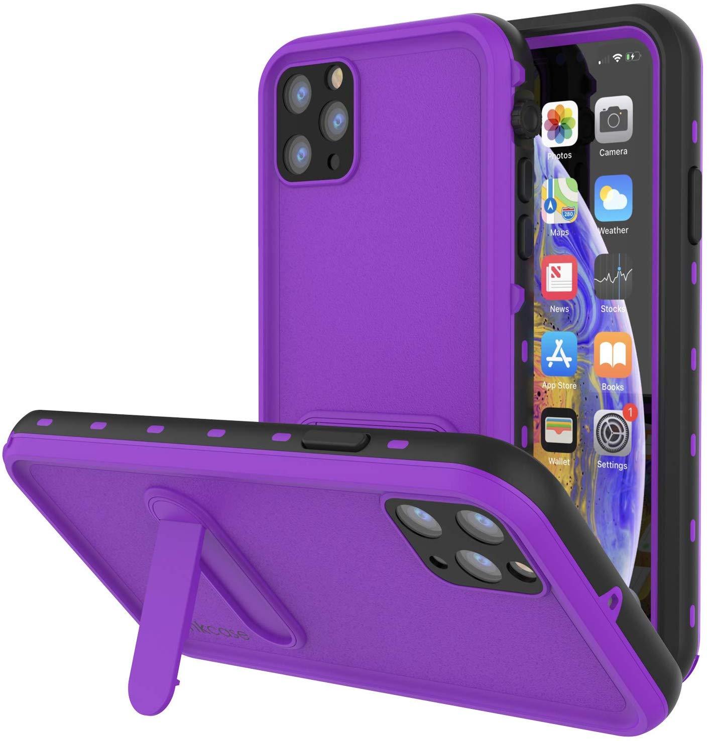 iPhone 11 Pro Max Waterproof Case, Punkcase [KickStud Series] Armor Cover [Purple]