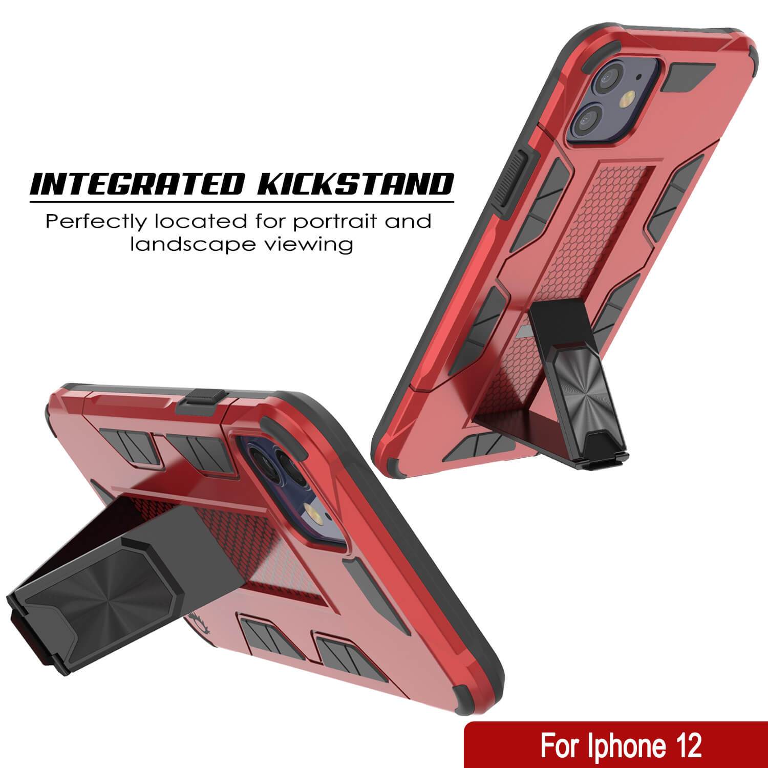 Punkcase iPhone 12 Case [ArmorShield Series] Military Style Protective Dual Layer Case Red
