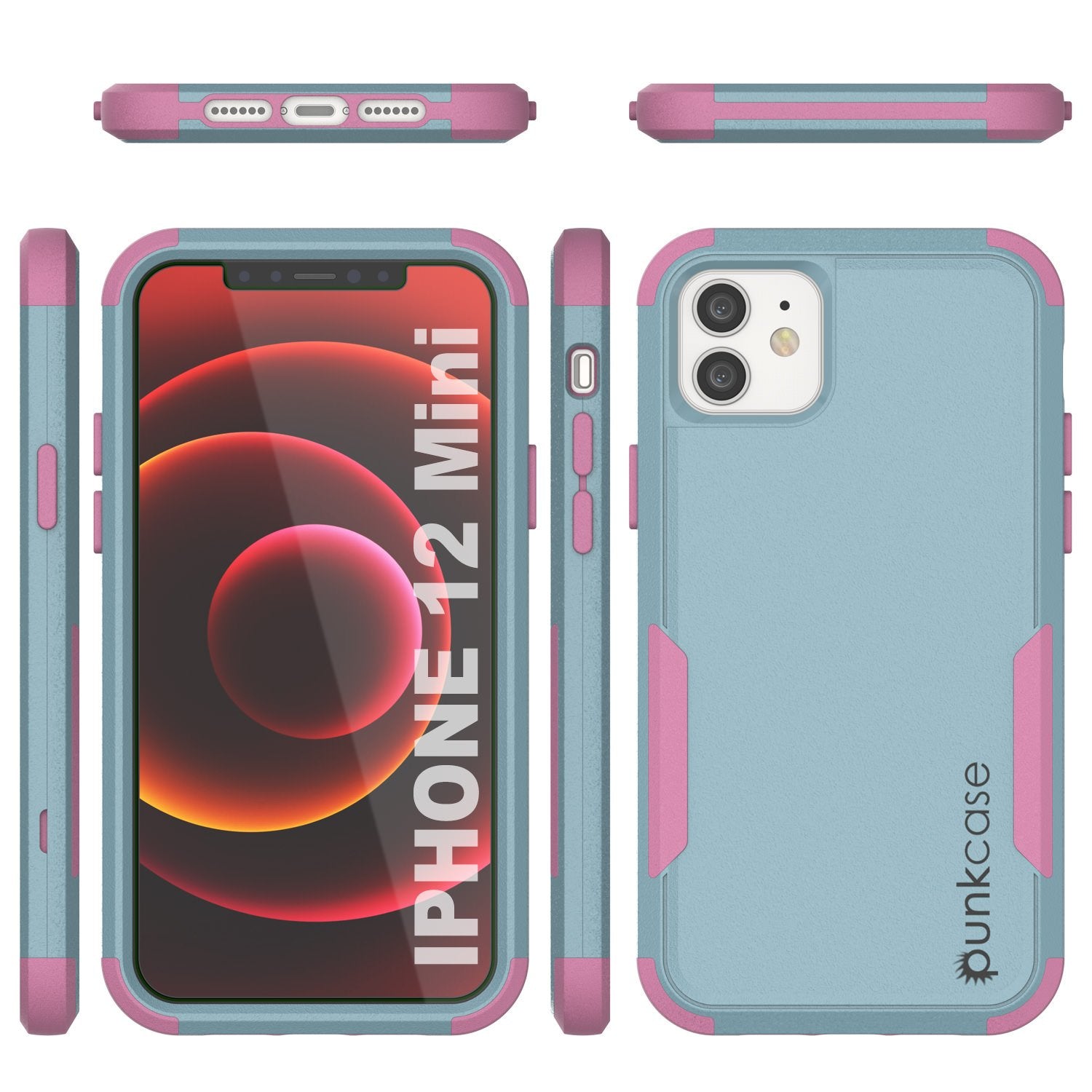 Punkcase for iPhone 12 Mini Belt Clip Multilayer Holster Case [Patron Series] [Mint-Pink]