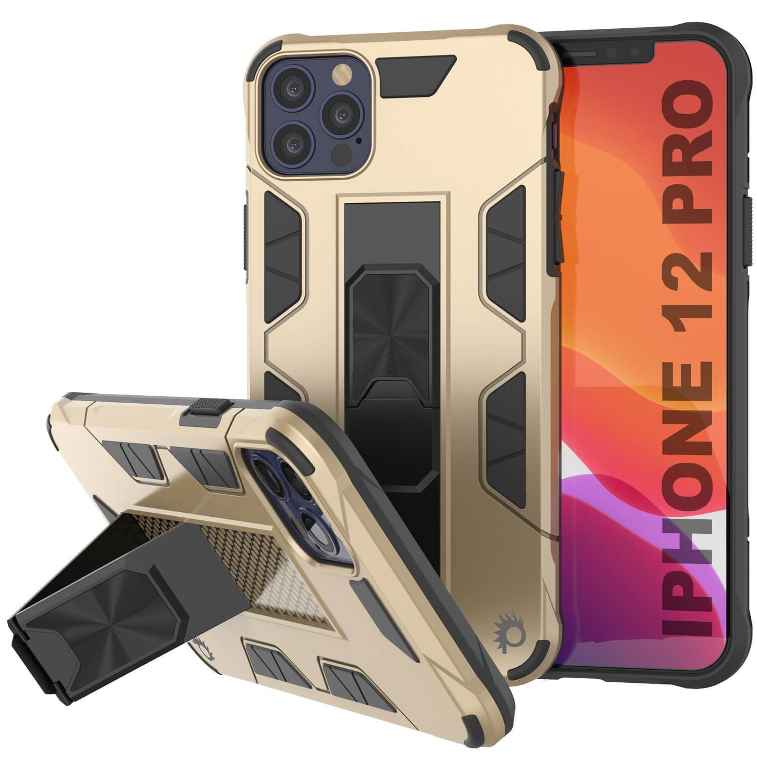 Punkcase iPhone 12 Pro Case [ArmorShield Series] Military Style Protective Dual Layer Case Gold