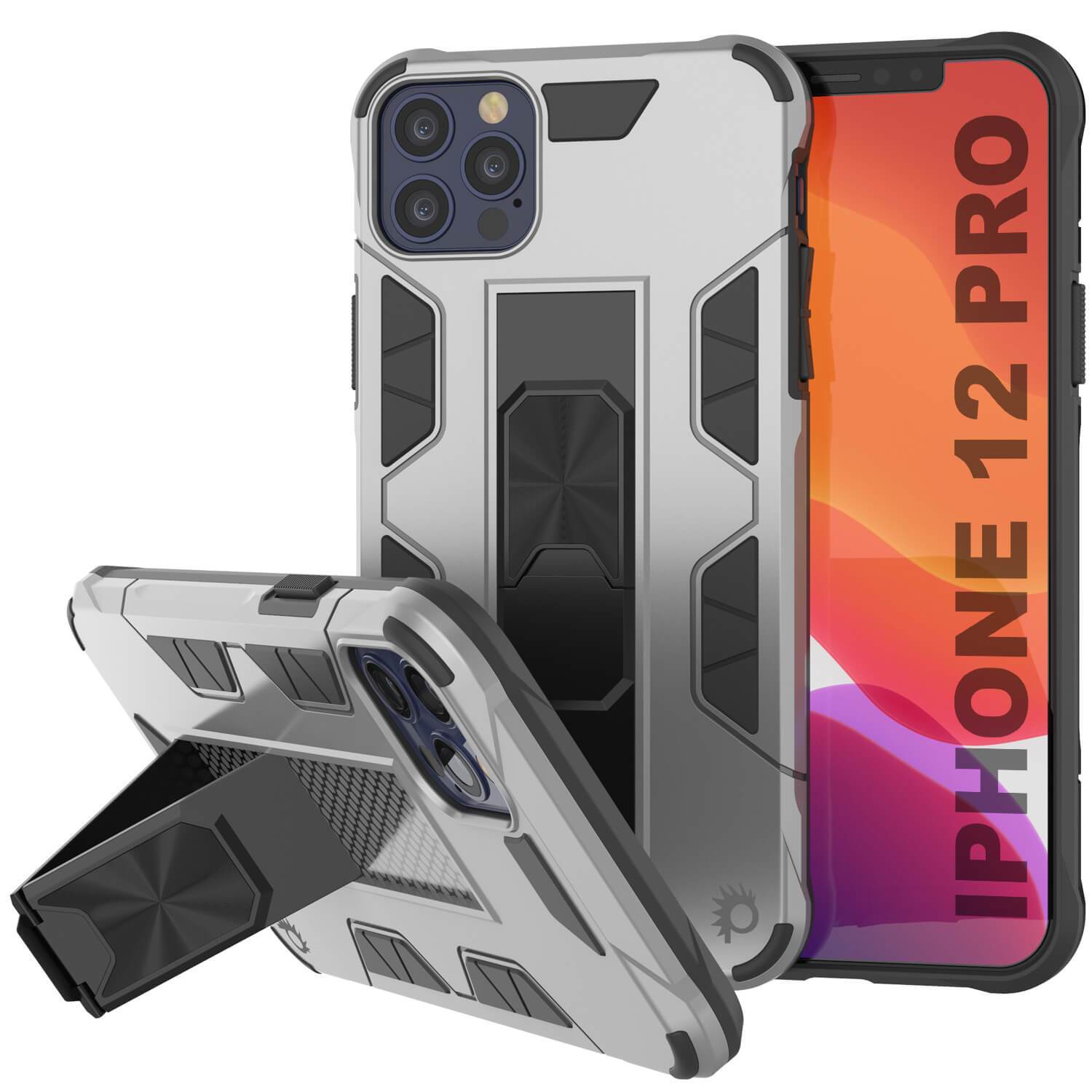 Punkcase iPhone 12 Pro Case [ArmorShield Series] Military Style Protective Dual Layer Case Silver