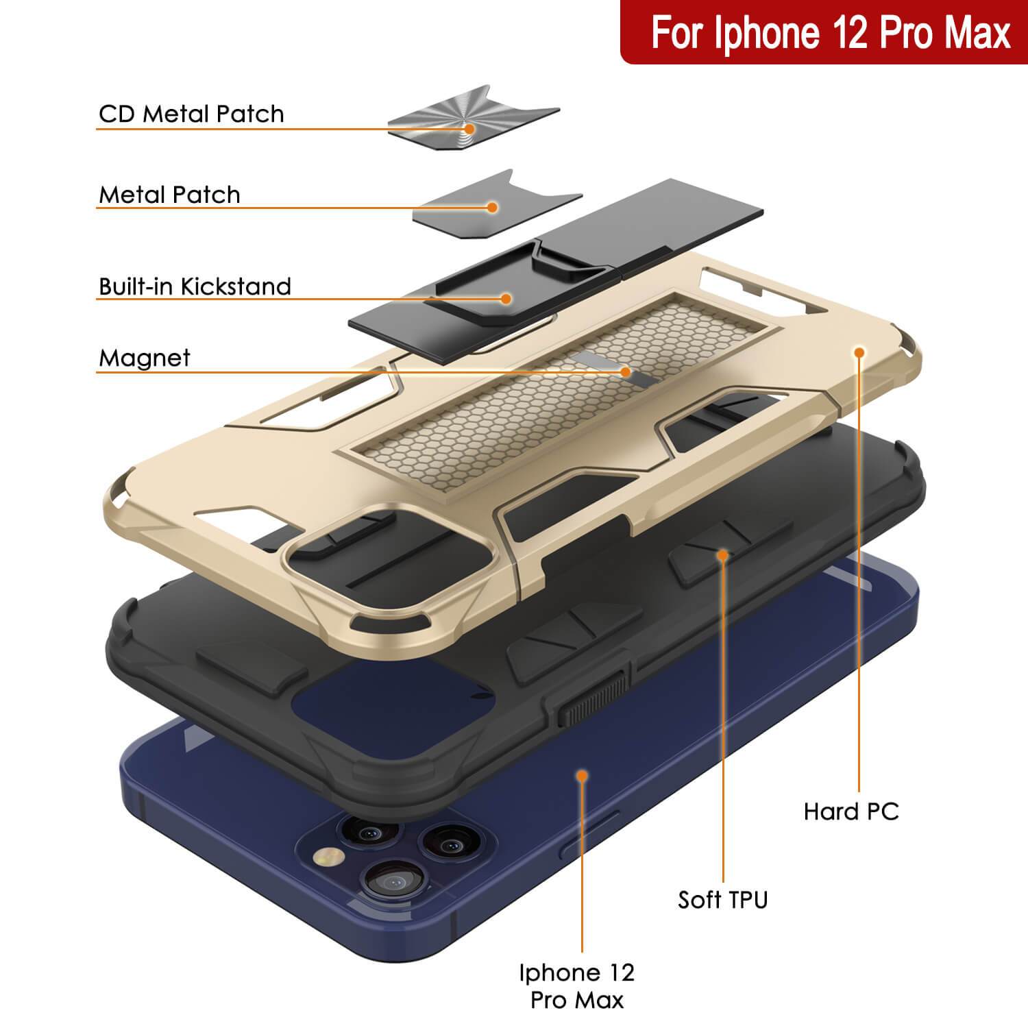 Punkcase iPhone 12 Pro Max Case [ArmorShield Series] Military Style Protective Dual Layer Case Gold
