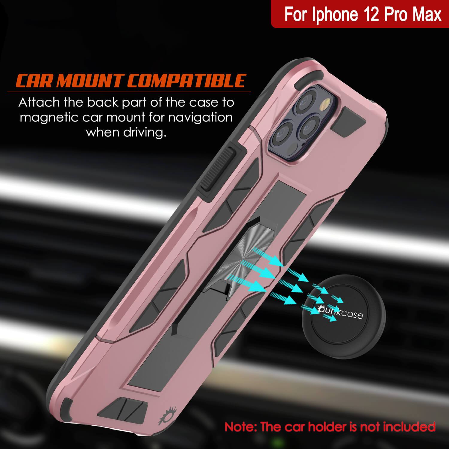 Punkcase iPhone 12 Pro Max Case [ArmorShield Series] Military Style Protective Dual Layer Case Rose-Gold
