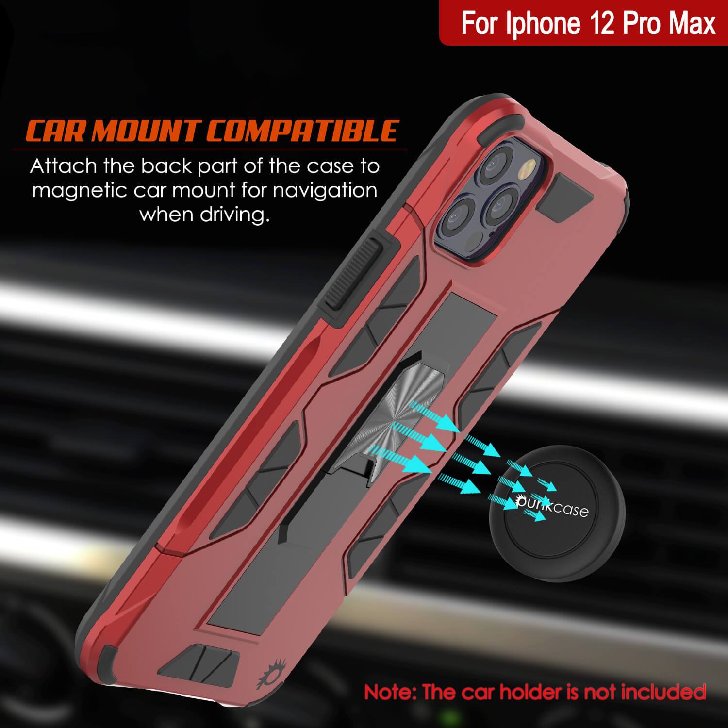 Punkcase iPhone 12 Pro Max Case [ArmorShield Series] Military Style Protective Dual Layer Case Red