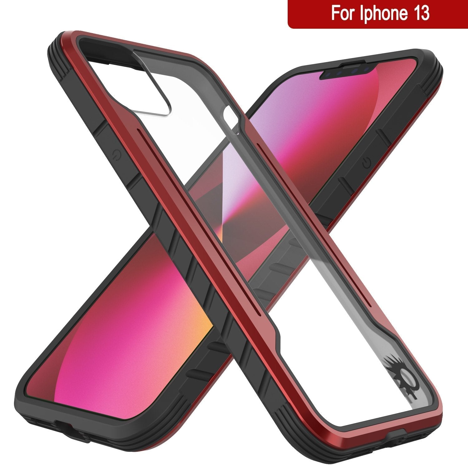 Punkcase iPhone 13 ravenger Case Protective Military Grade Multilayer Cover [Red]