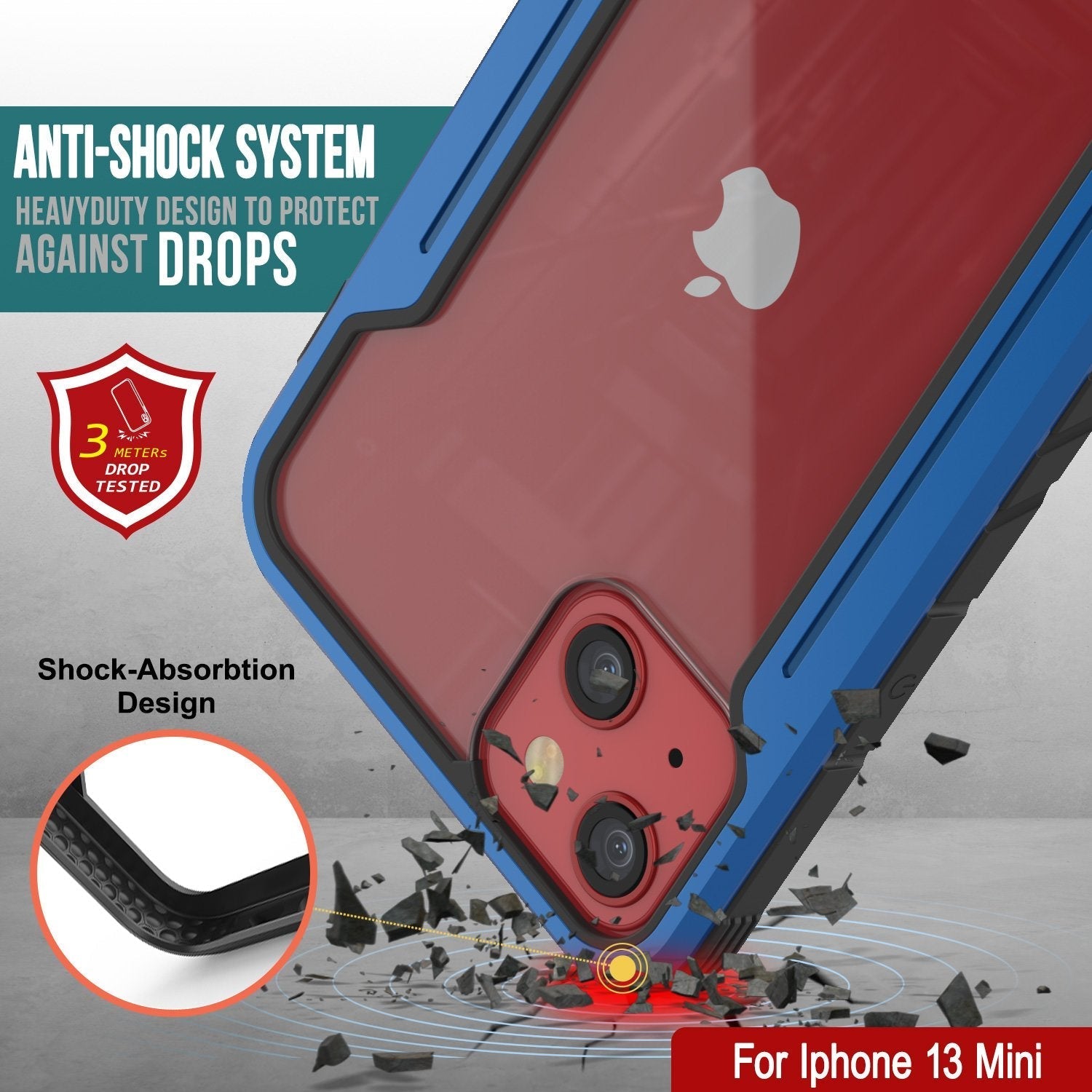 Punkcase iPhone 13 Mini ravenger Case Protective Military Grade Multilayer Cover [Navy Blue]
