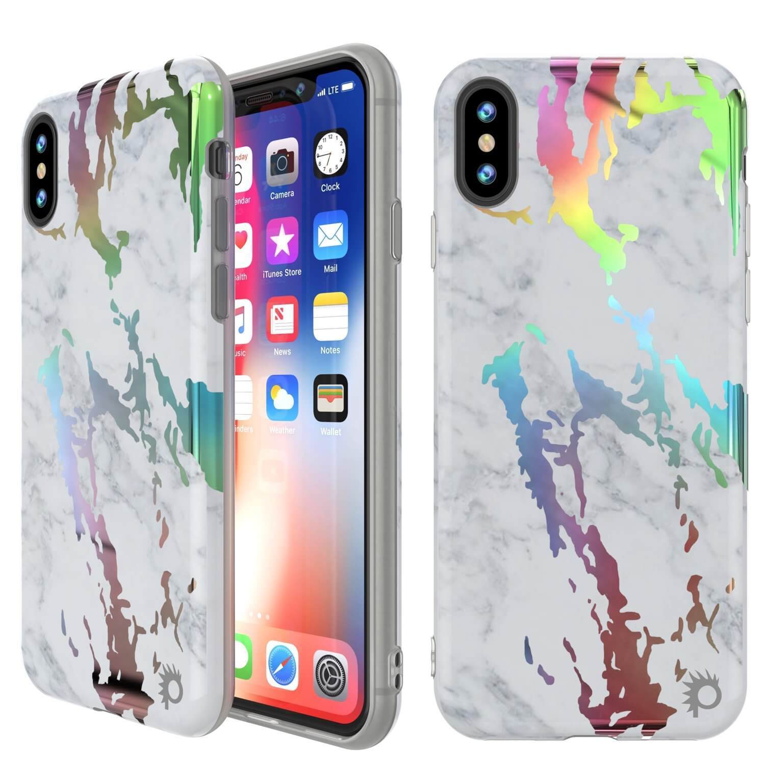 Punkcase iPhone X Marble Case Protective Full Body Case Blanco Marmo