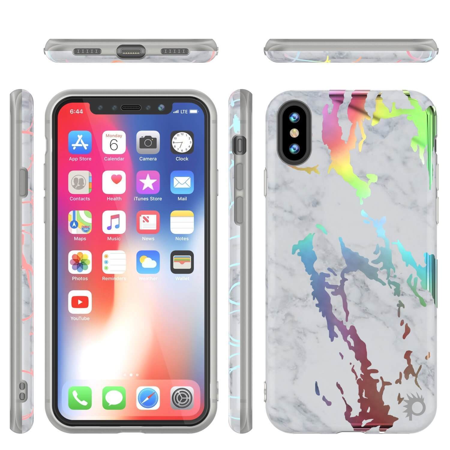 Punkcase iPhone X Marble Case Protective Full Body Case Blanco Marmo