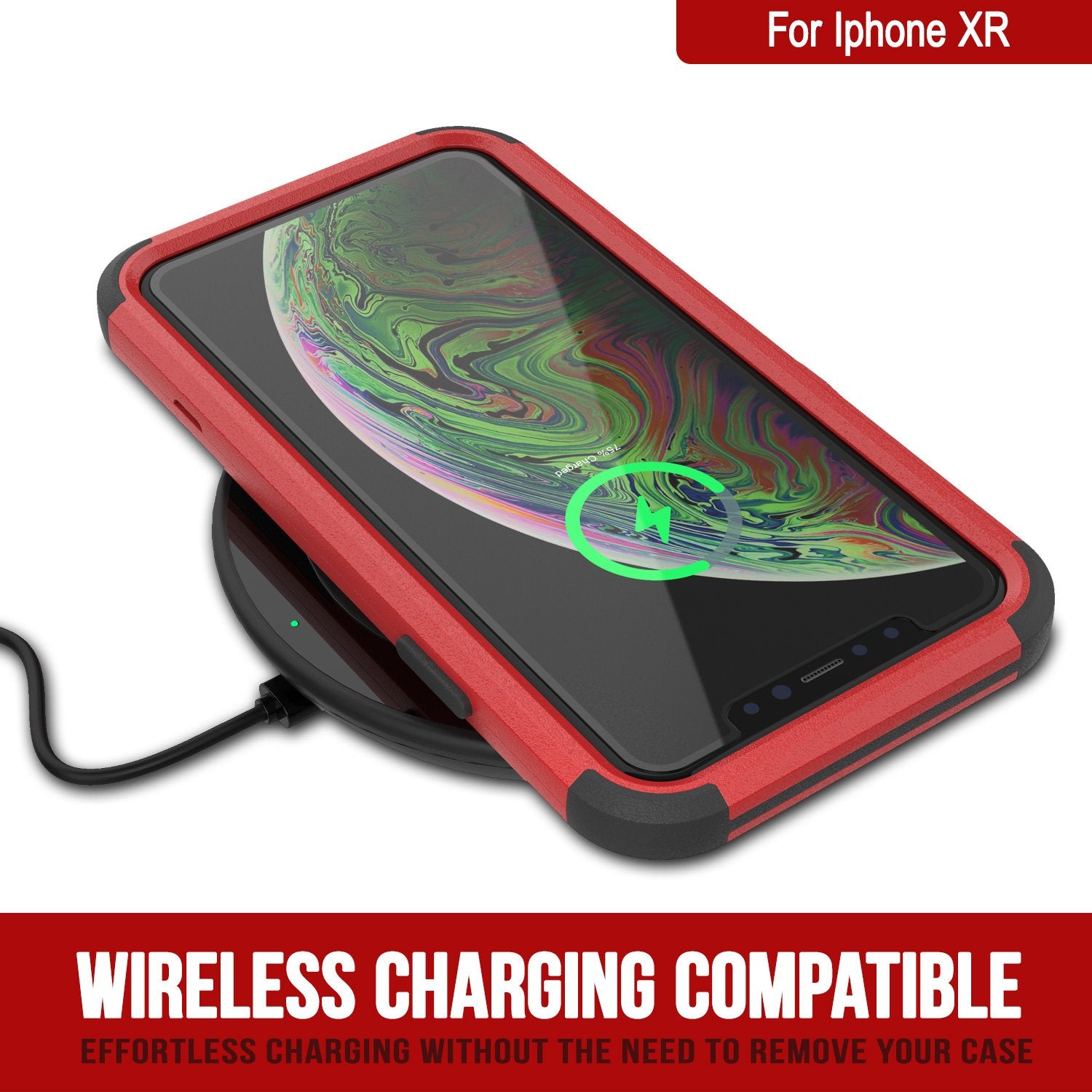 Punkcase for iPhone XR Belt Clip Multilayer Holster Case [Patron Series] [Red-Black]