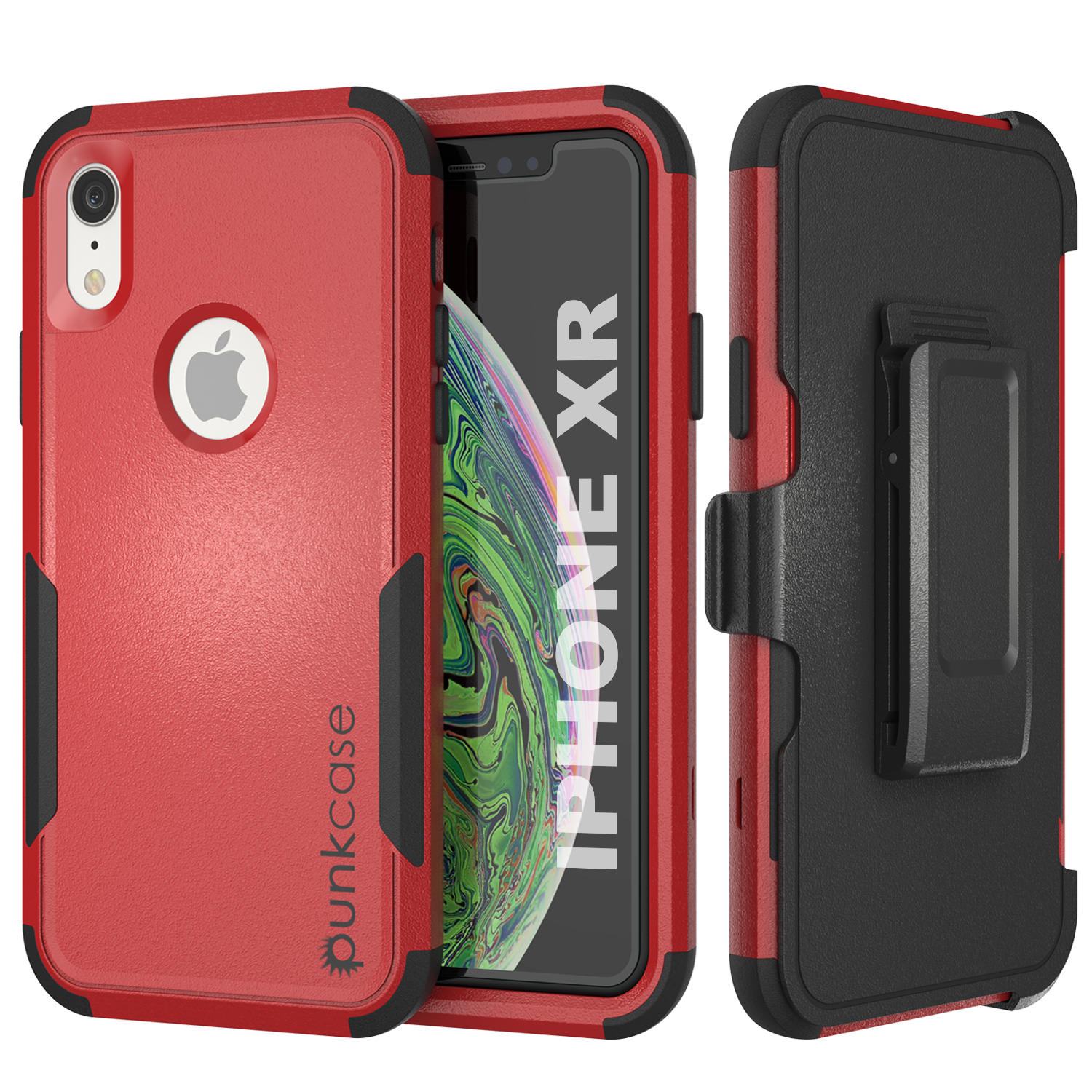 Punkcase for iPhone XR Belt Clip Multilayer Holster Case [Patron Series] [Red-Black]