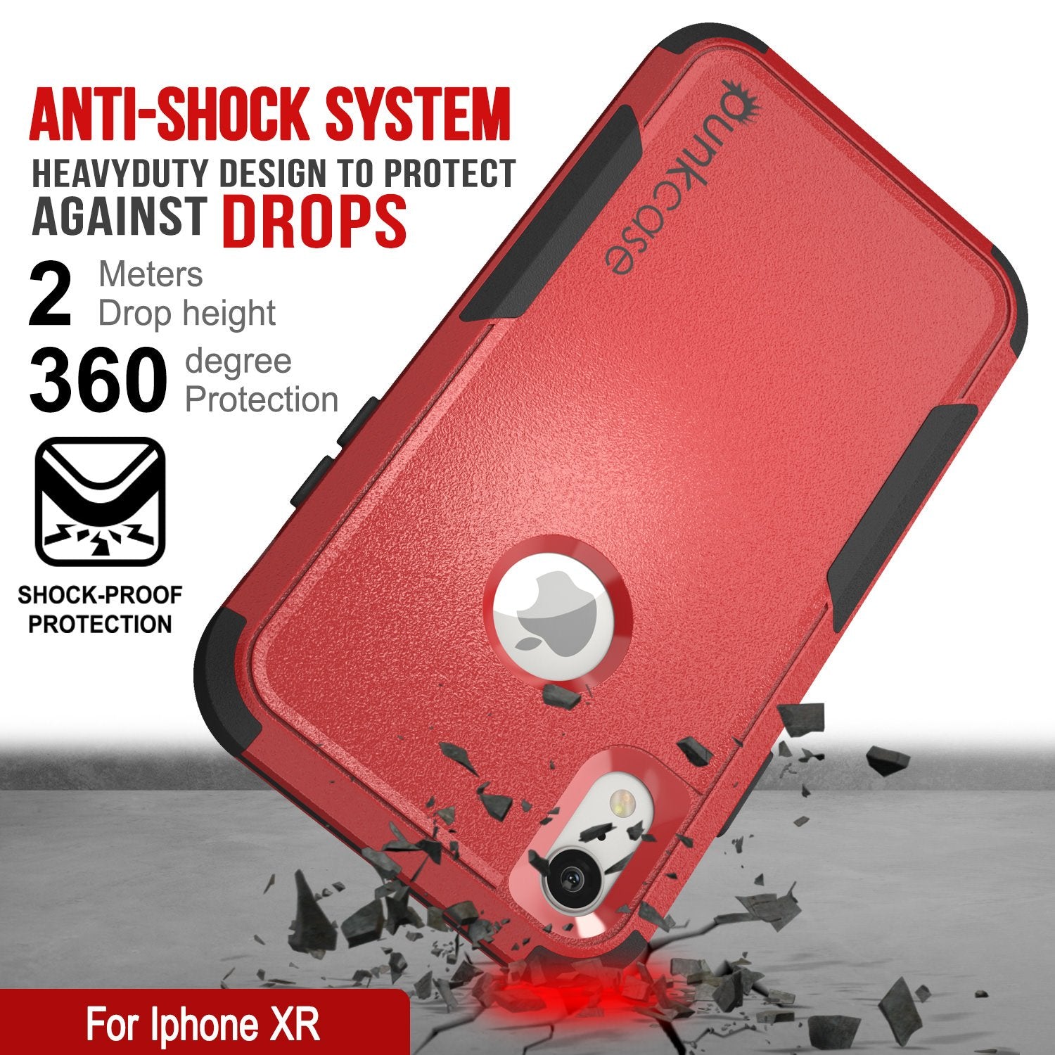 Punkcase for iPhone XR Belt Clip Multilayer Holster Case [Patron Series] [Red-Black]