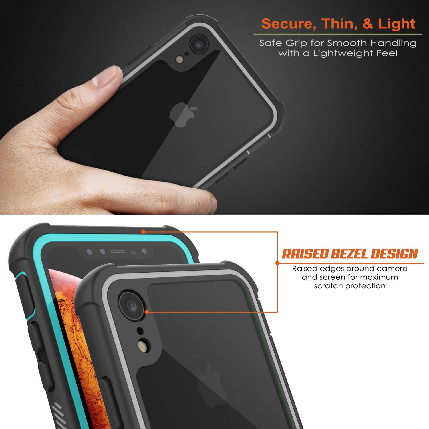 PunkCase iPhone XR Case, [Spartan Series] Clear Rugged Heavy Duty Cover W/Built in Screen Protector [Teal]