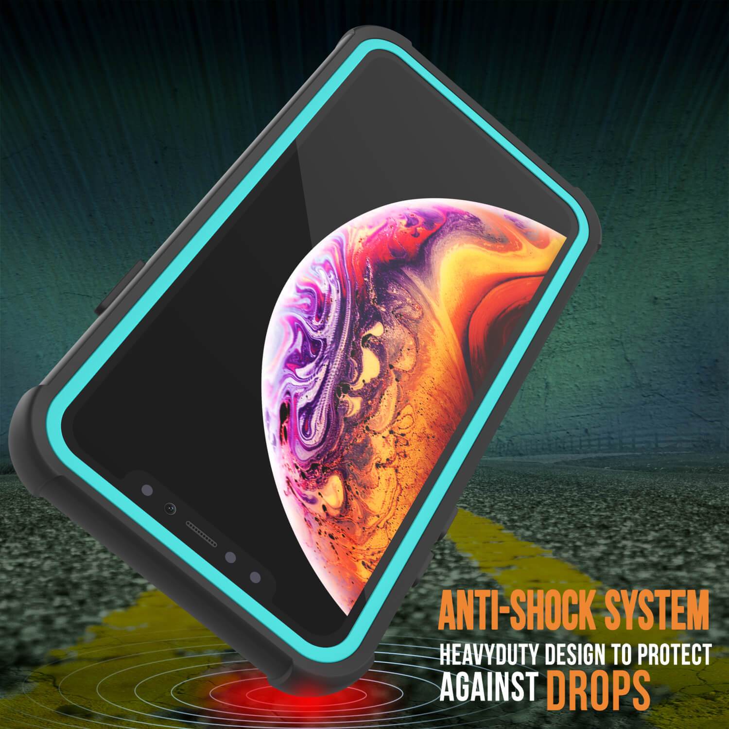 PunkCase iPhone XR Case, [Spartan Series] Clear Rugged Heavy Duty Cover W/Built in Screen Protector [Teal]