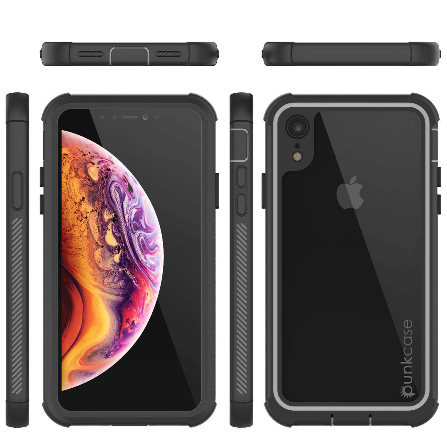 PunkCase iPhone XR Case, [Spartan Series] Clear Rugged Heavy Duty Cover W/Built in Screen Protector [Black]