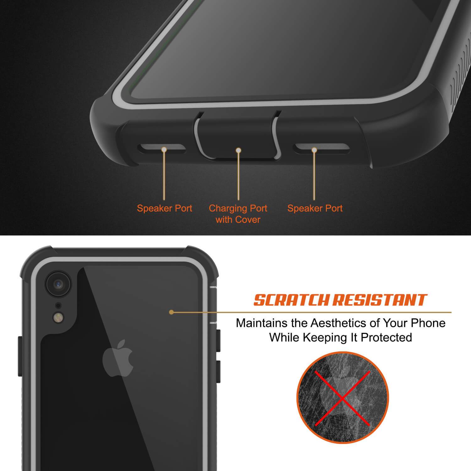 PunkCase iPhone XR Case, [Spartan Series] Clear Rugged Heavy Duty Cover W/Built in Screen Protector [Black]