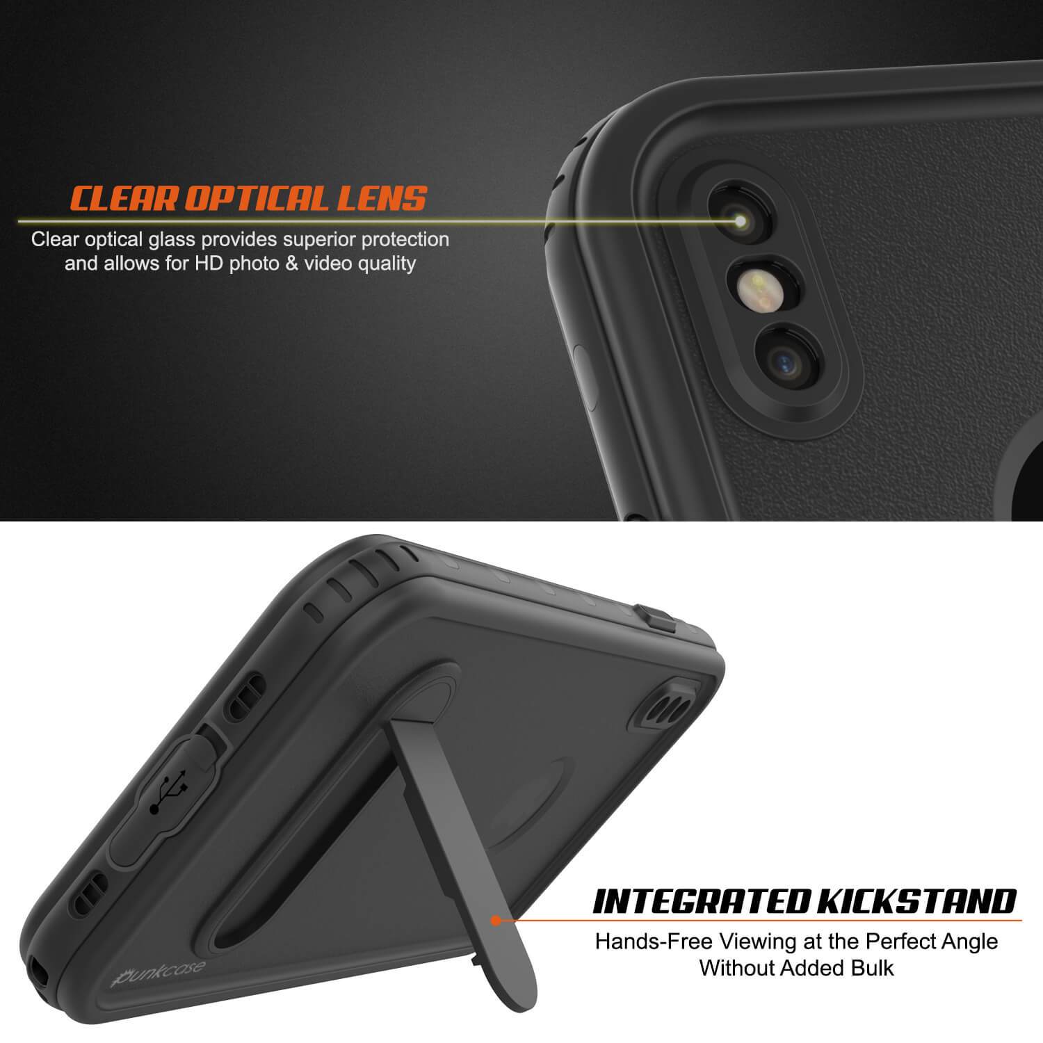 iPhone XR Waterproof Case, Punkcase [KickStud Series] Armor Cover [Black]