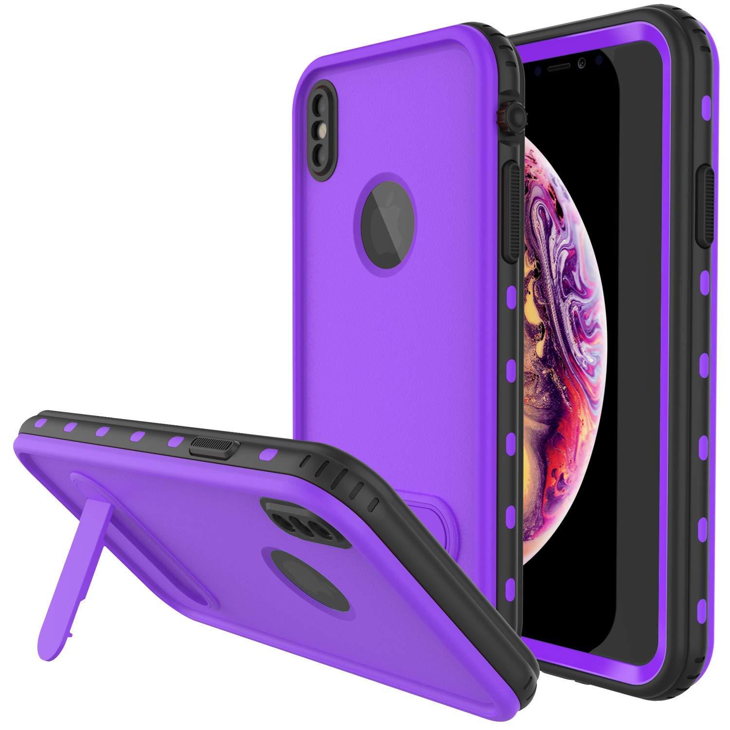 Punkcase iPhone XR Waterproof Case [Aqua Series] Armor Cover [Clear Purple]  [Clear Back]