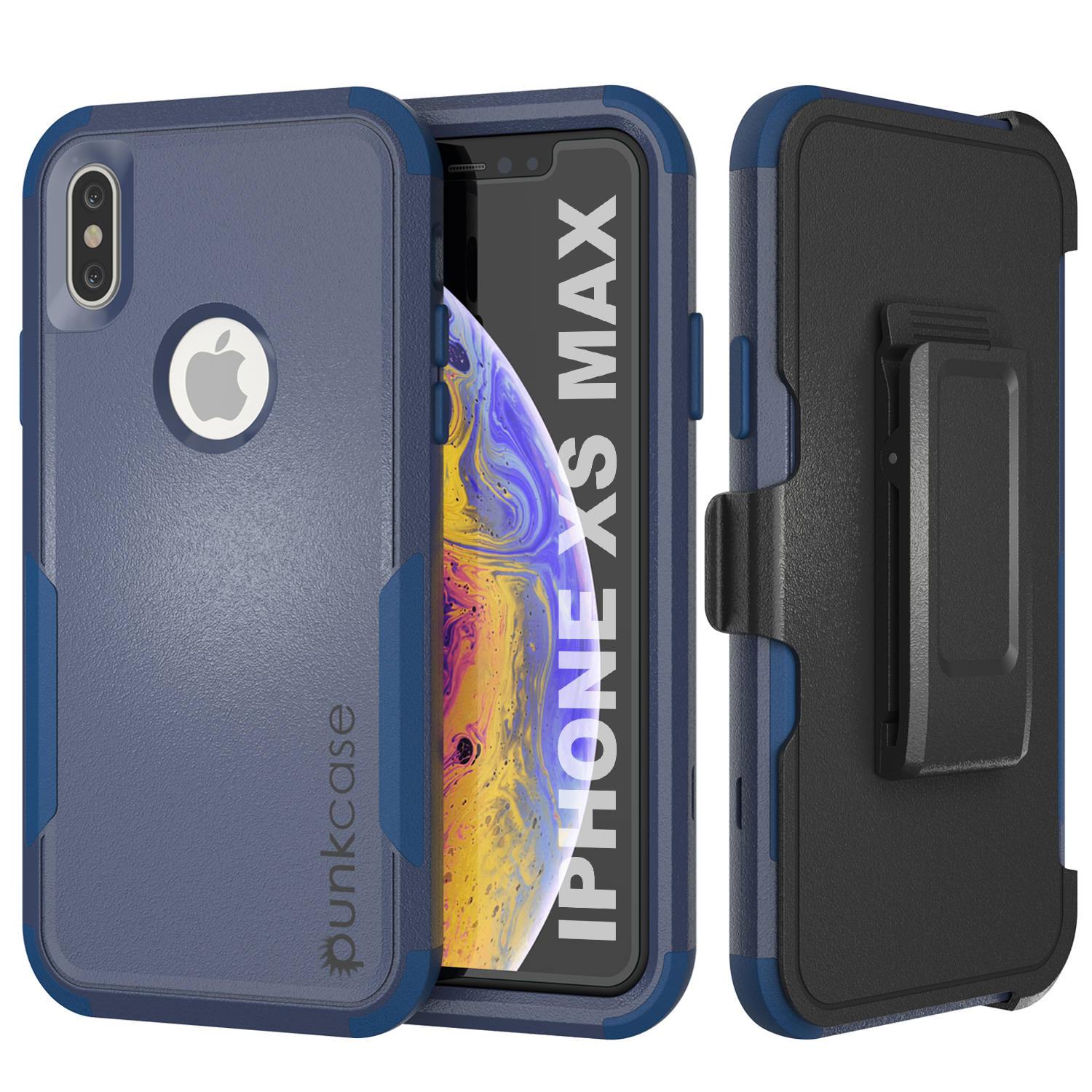 Punkcase for iPhone XS Max Belt Clip Multilayer Holster Case [Patron Series] [Navy]