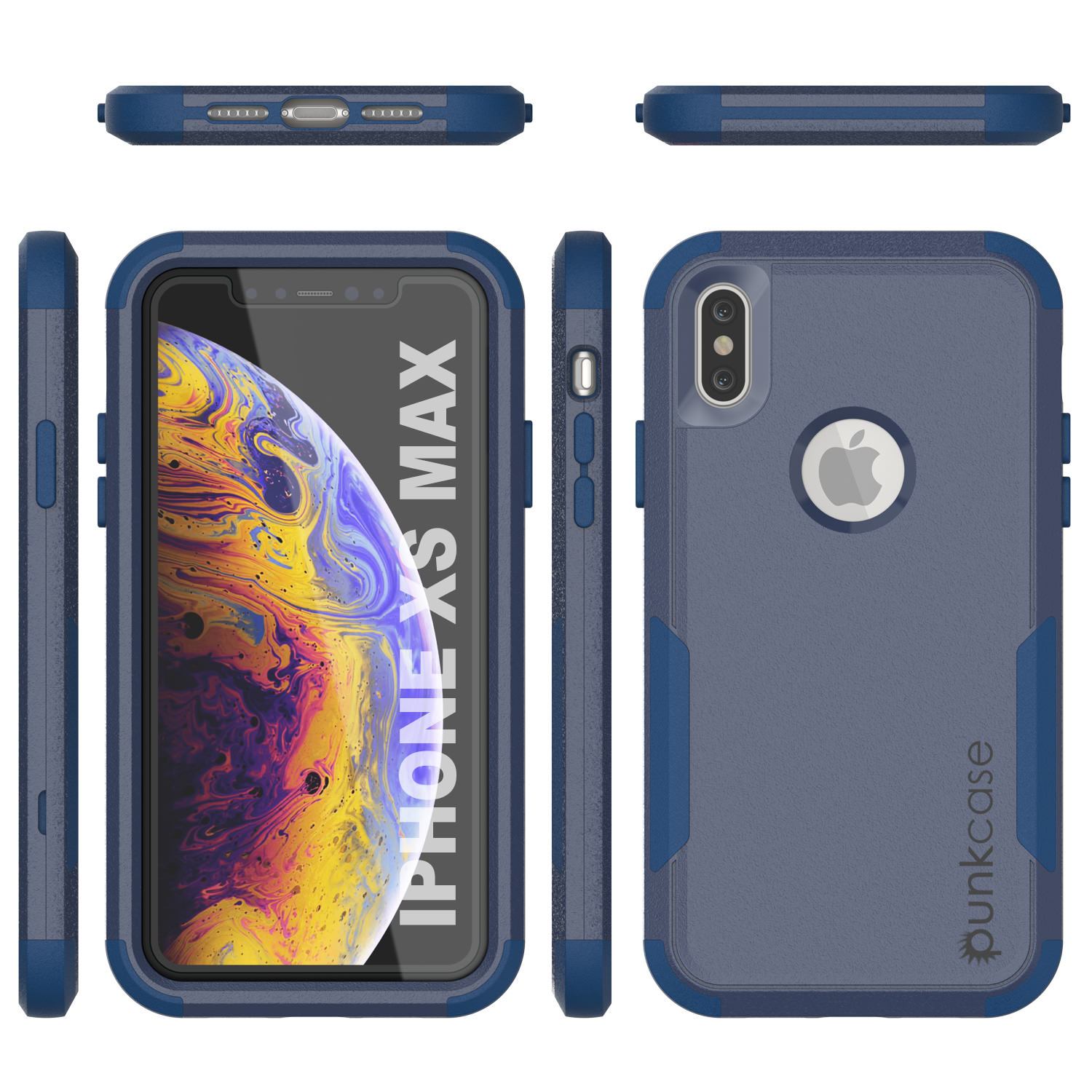 Punkcase for iPhone XS Max Belt Clip Multilayer Holster Case [Patron Series] [Navy]