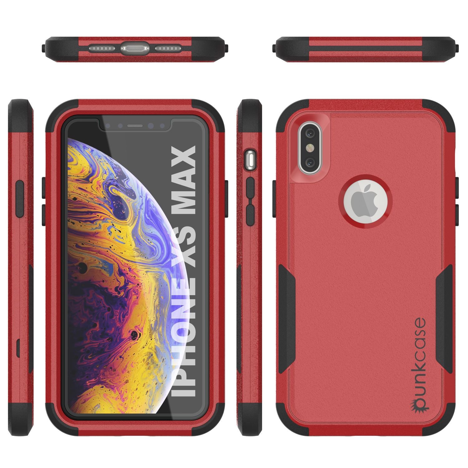 Punkcase for iPhone XS Max Belt Clip Multilayer Holster Case [Patron Series] [Red-Black]