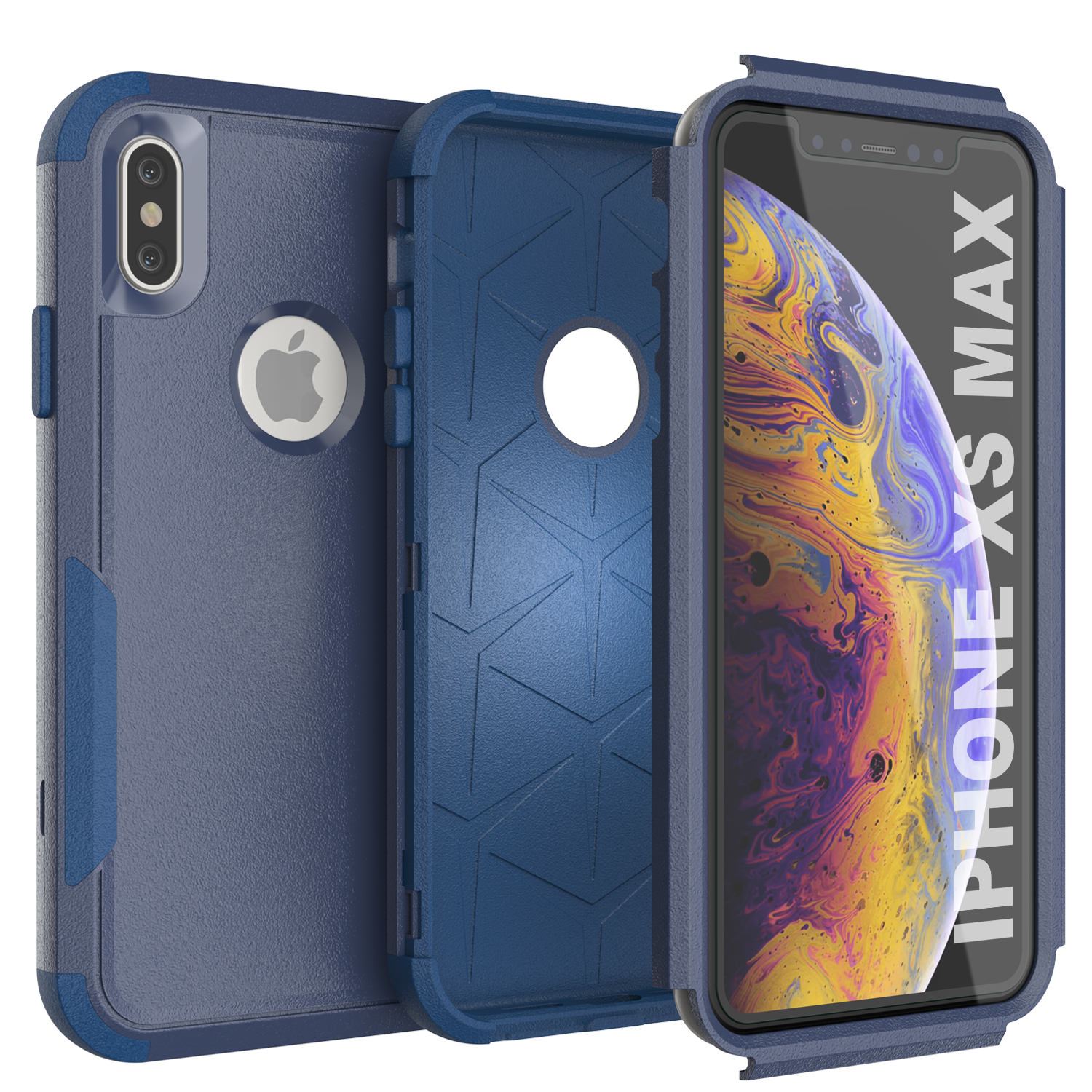 Punkcase for iPhone XS Max Belt Clip Multilayer Holster Case [Patron Series] [Navy]