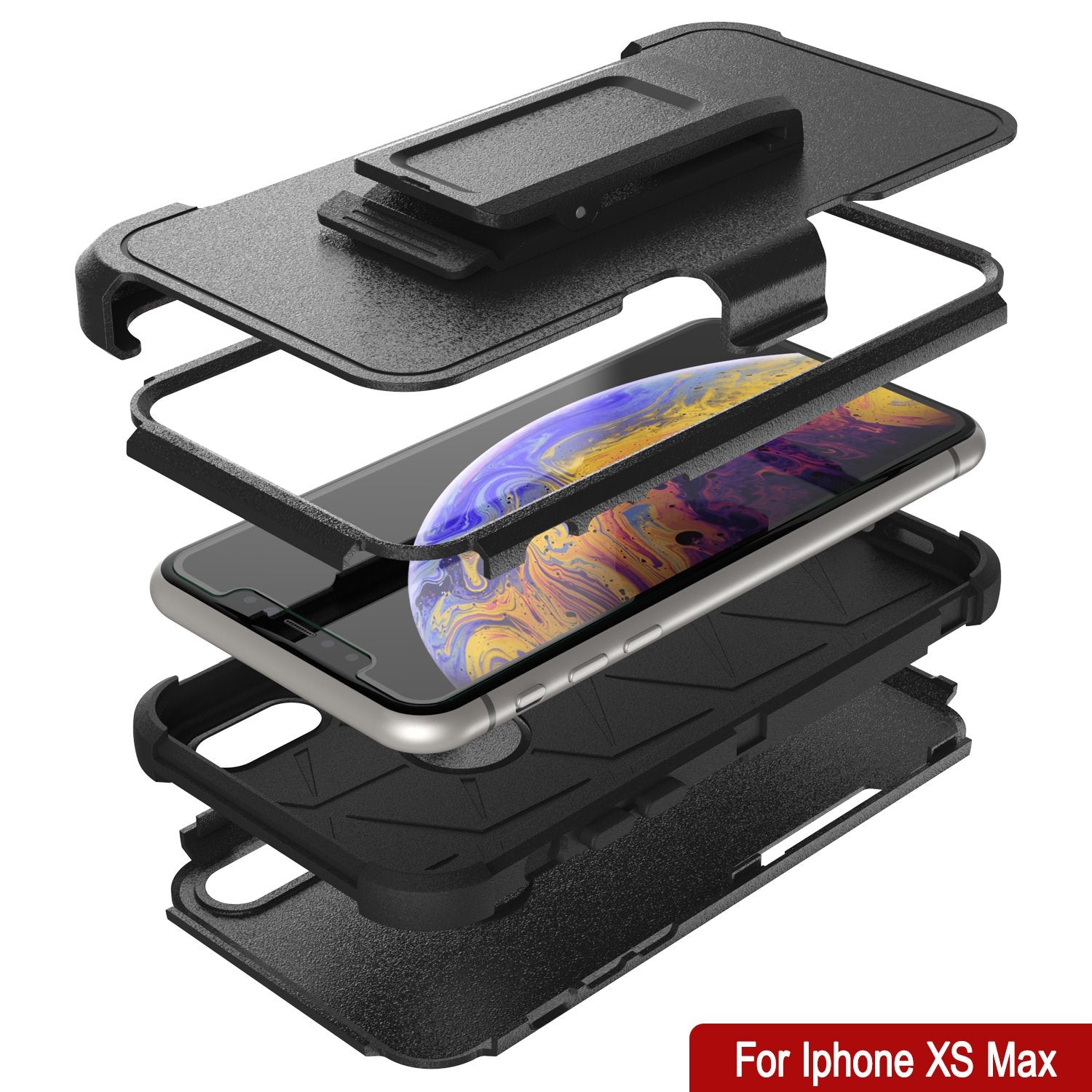 Punkcase for iPhone XS Max Belt Clip Multilayer Holster Case [Patron Series] [Black]