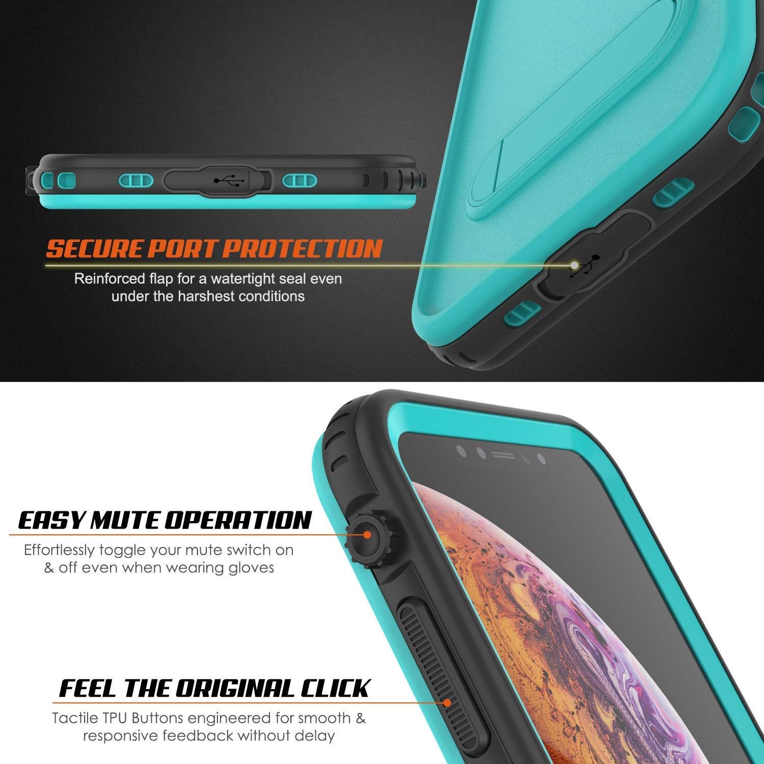 iPhone XS Waterproof Case, Punkcase [KickStud Series] Armor Cover [Teal]