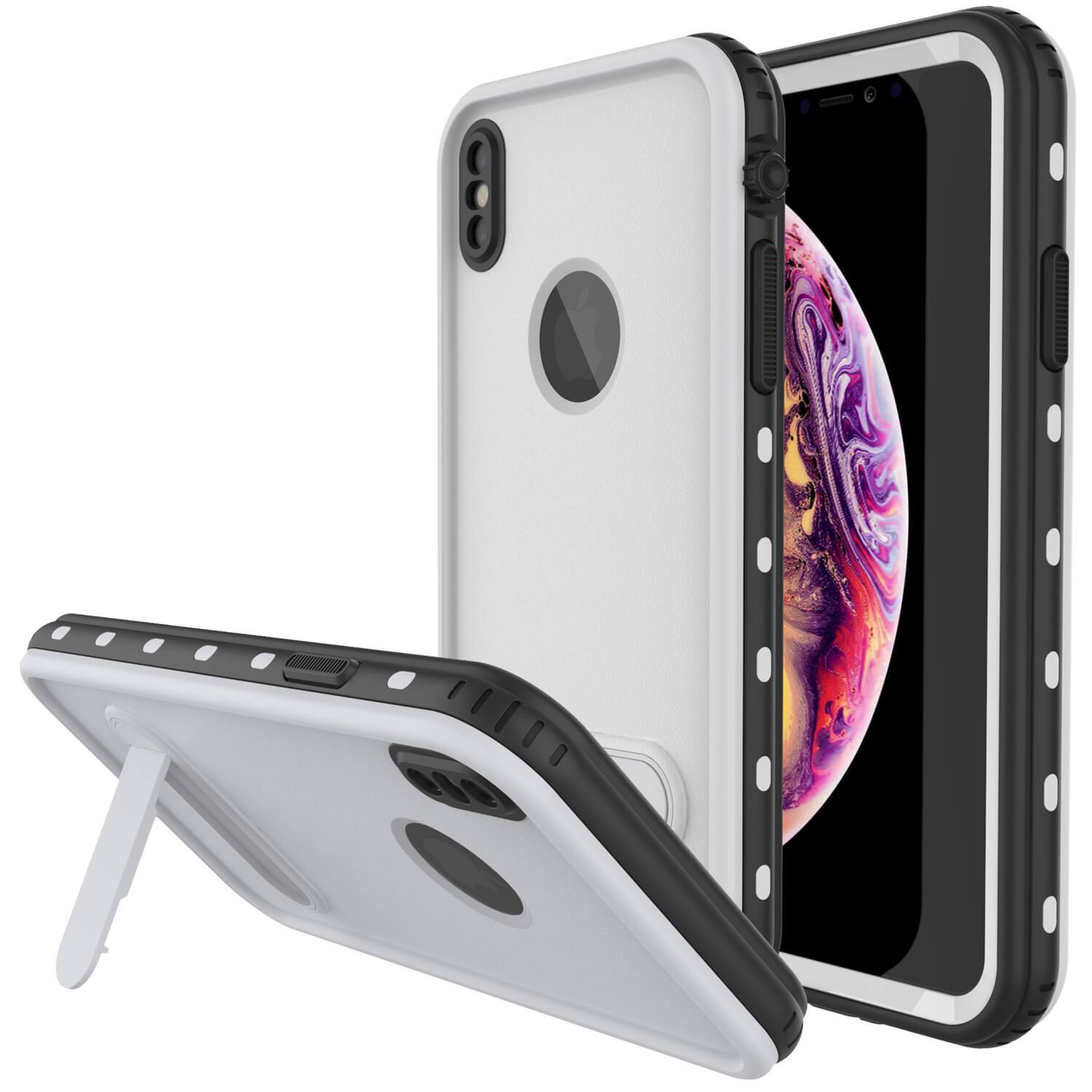 iPhone XS Waterproof Case, Punkcase [KickStud Series] Armor Cover [White]