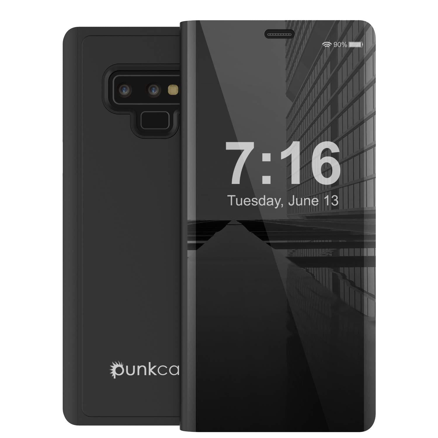Punkcase Note 9 Reflector Case Protective Flip Cover [Black]
