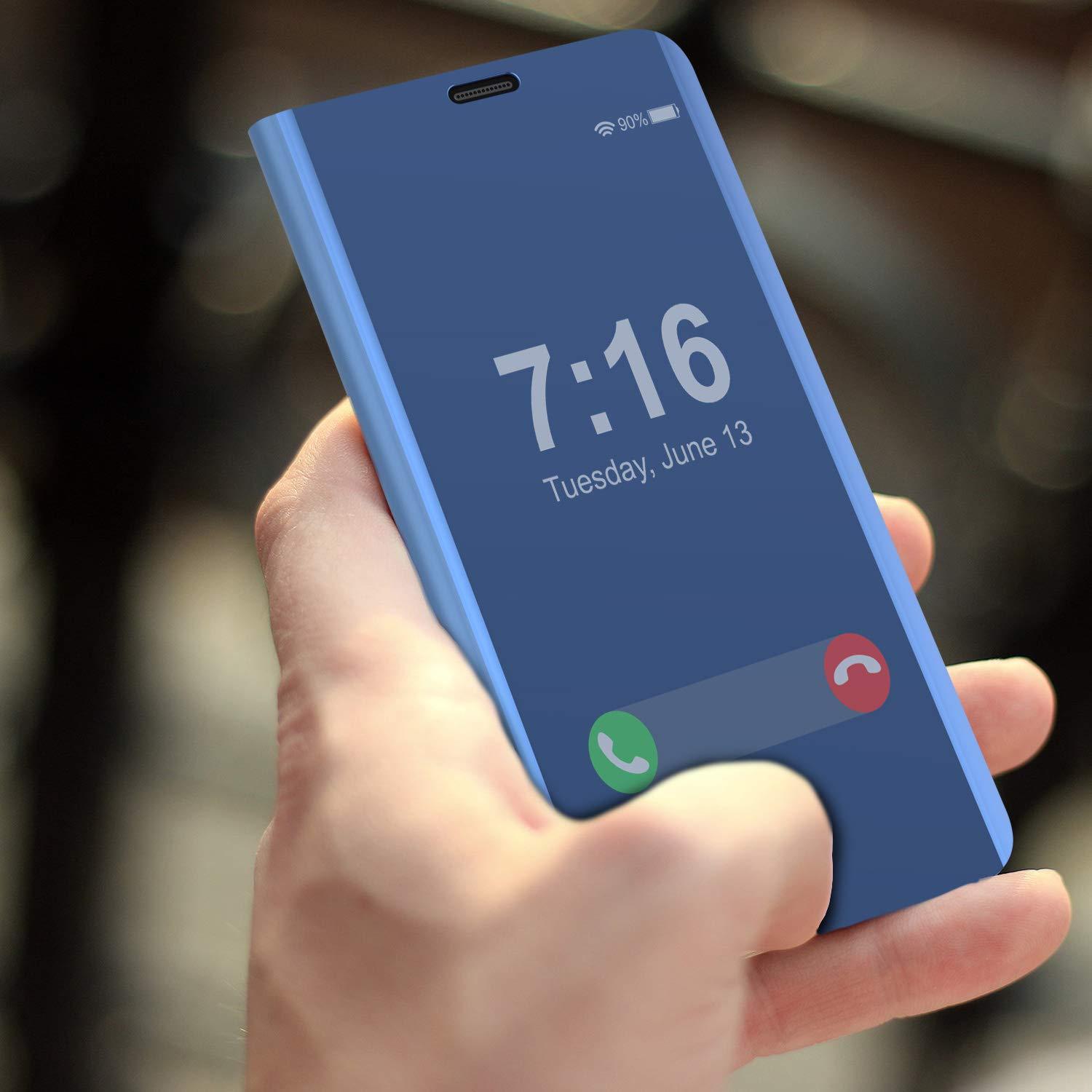 Punkcase Note 9 Reflector Case Protective Flip Cover [Blue]