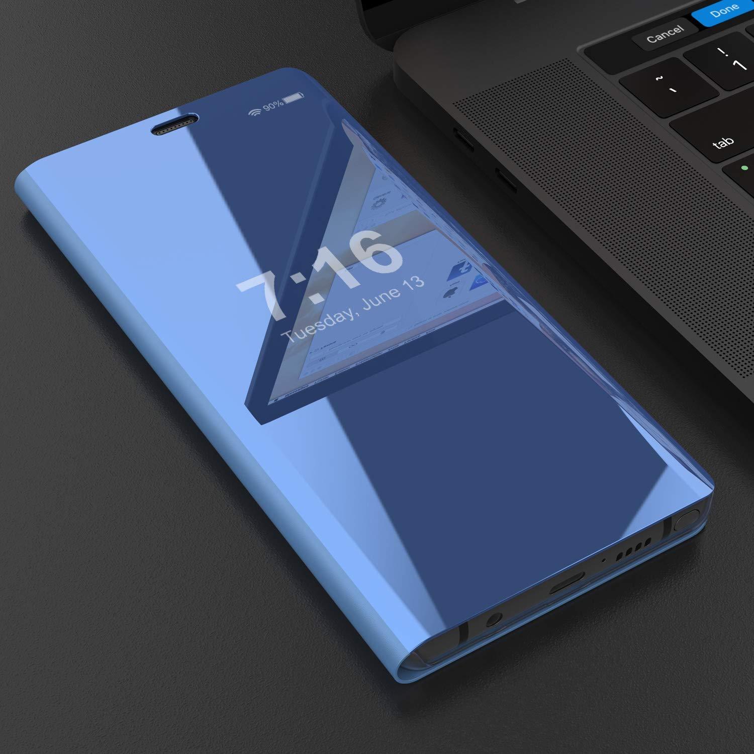 Punkcase Note 9 Reflector Case Protective Flip Cover [Blue]