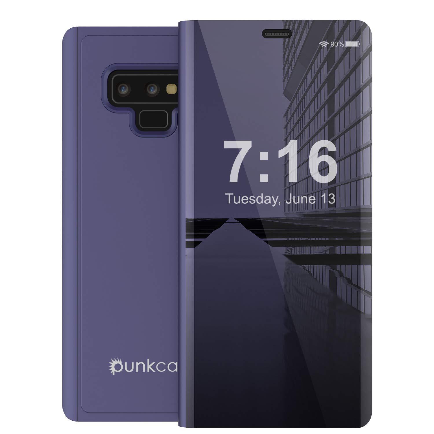 Punkcase Note 9 Reflector Case Protective Flip Cover [Purple]