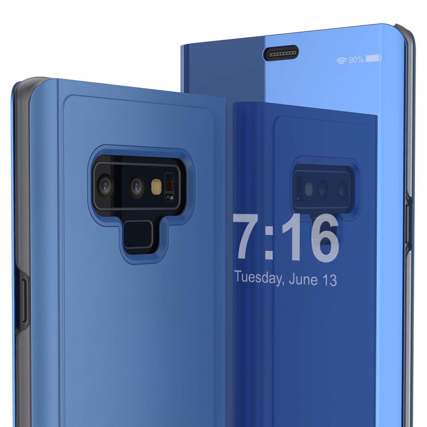 Punkcase Note 9 Reflector Case Protective Flip Cover [Blue]