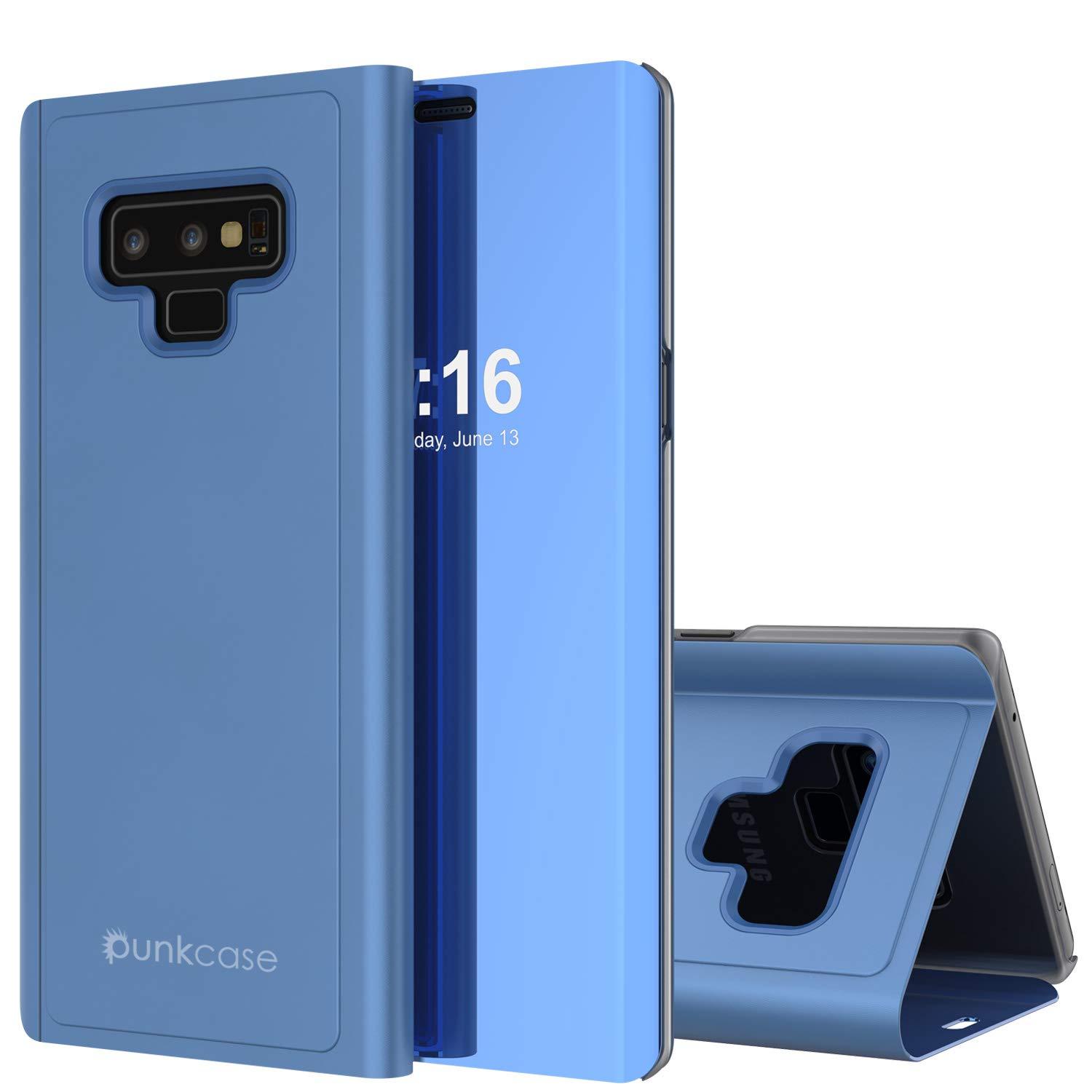 Punkcase Note 9 Reflector Case Protective Flip Cover [Blue]