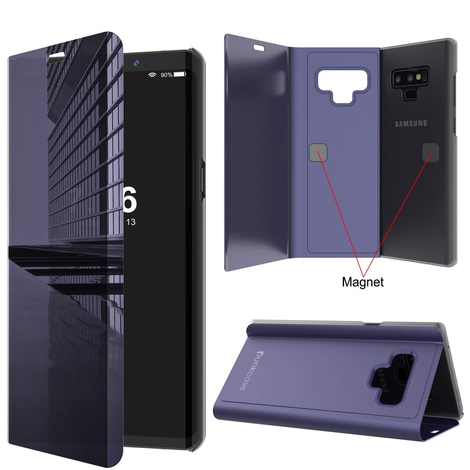 Punkcase Note 9 Reflector Case Protective Flip Cover [Purple]