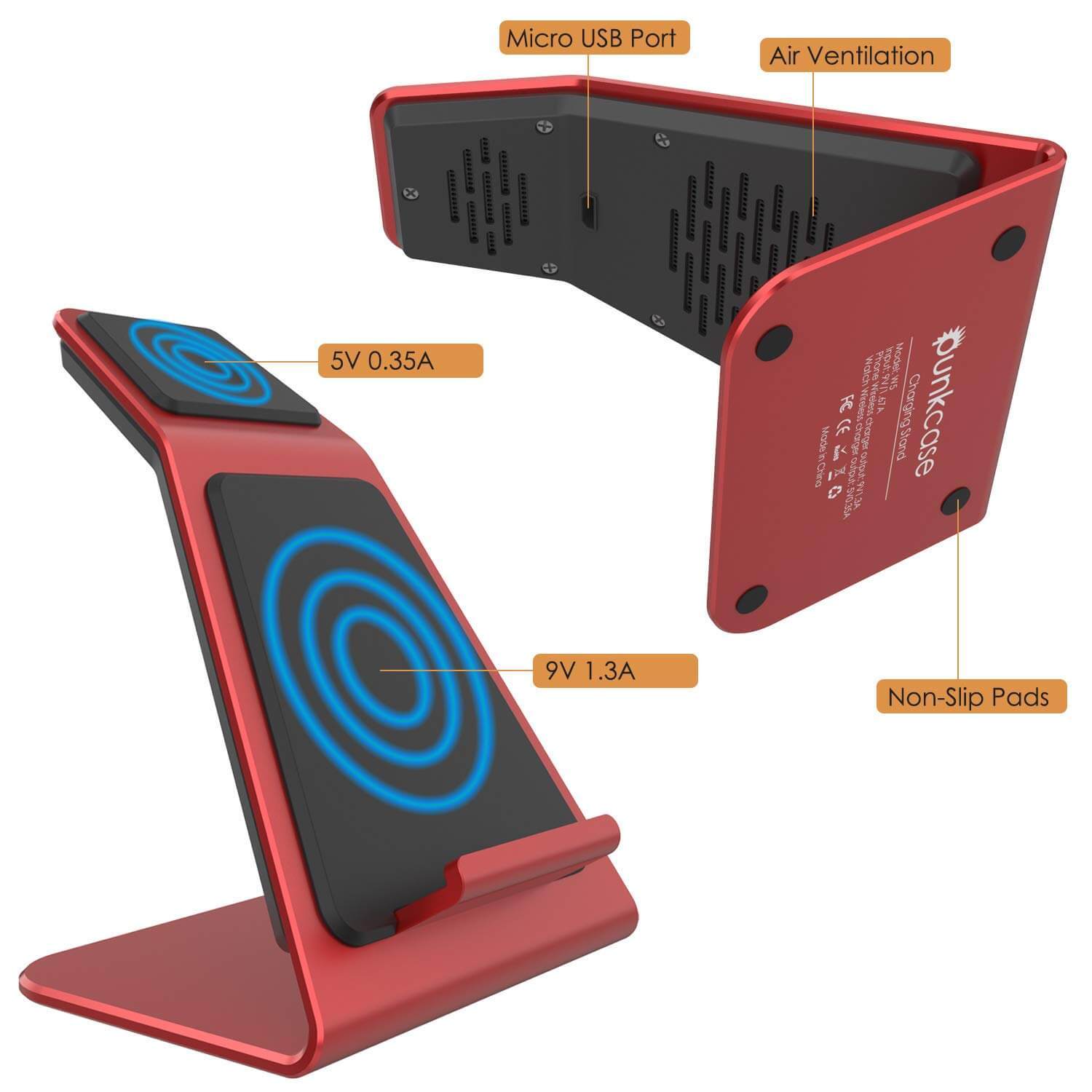 Punkcase Phone and Watch Charging Station [Red]