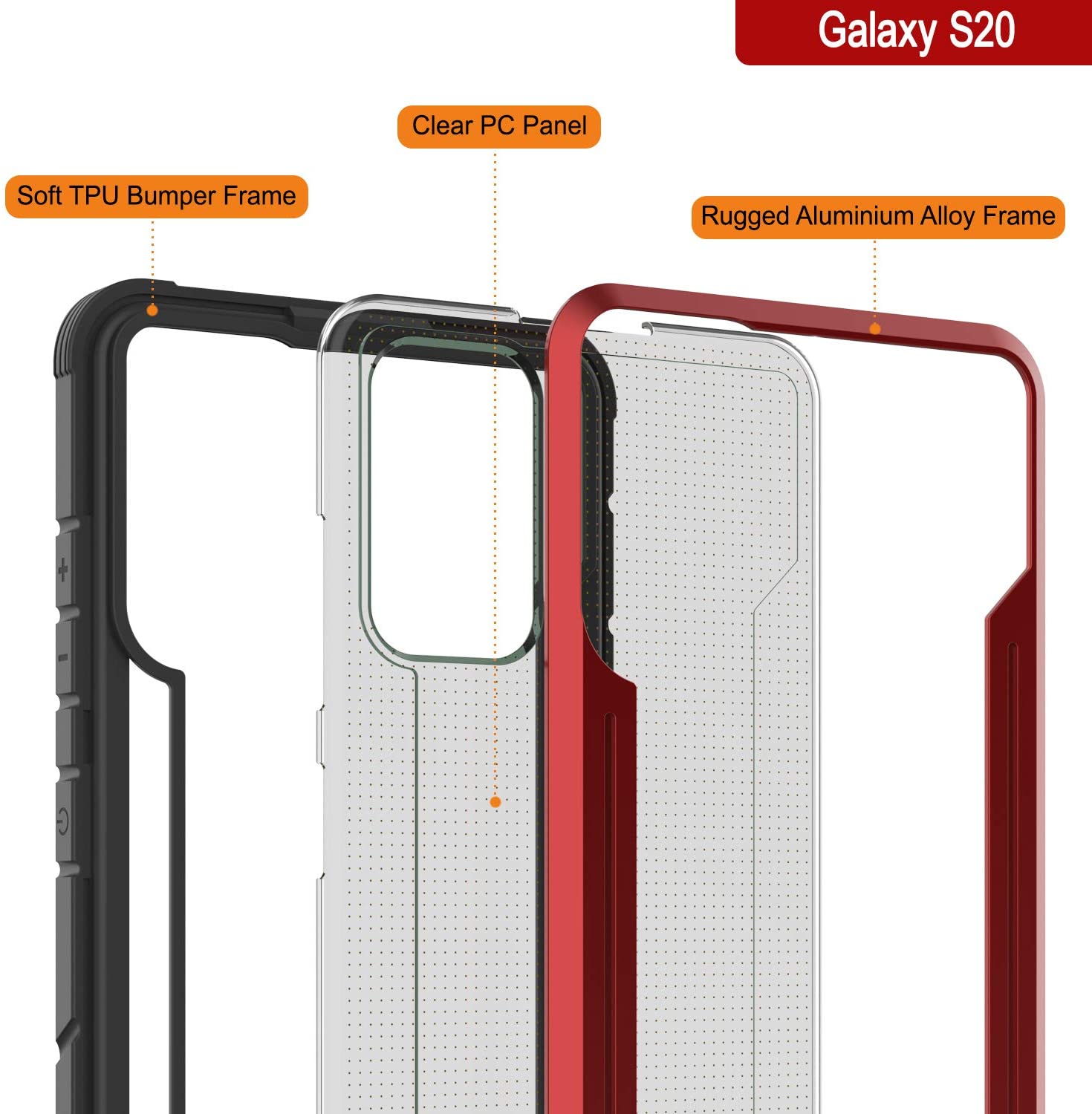 Punkcase S20 ravenger Case Protective Military Grade Multilayer Cover [Red]