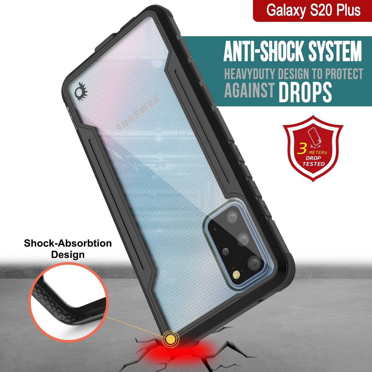 Punkcase S20+ Plus ravenger Case Protective Military Grade Multilayer Cover [Black]