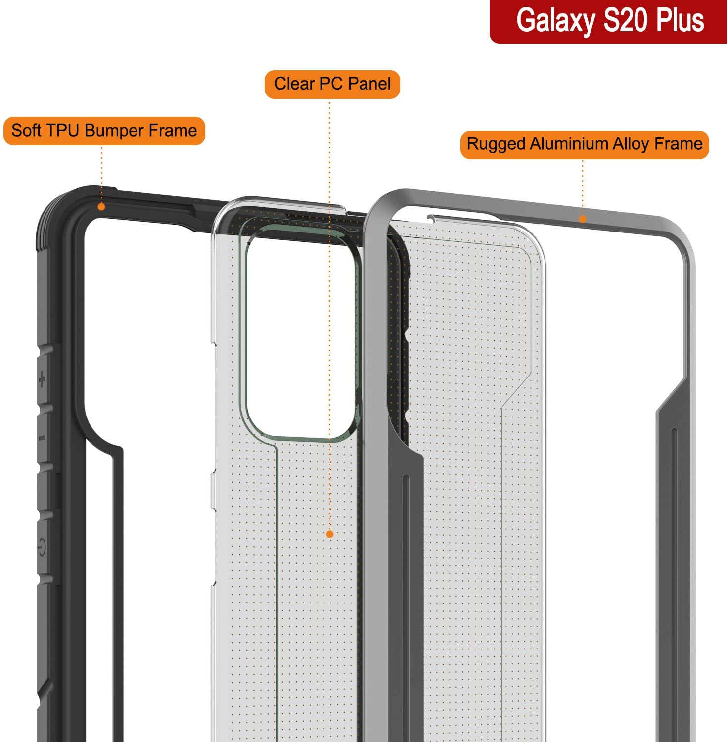 Punkcase S20+ Plus ravenger Case Protective Military Grade Multilayer Cover [Grey-Black]