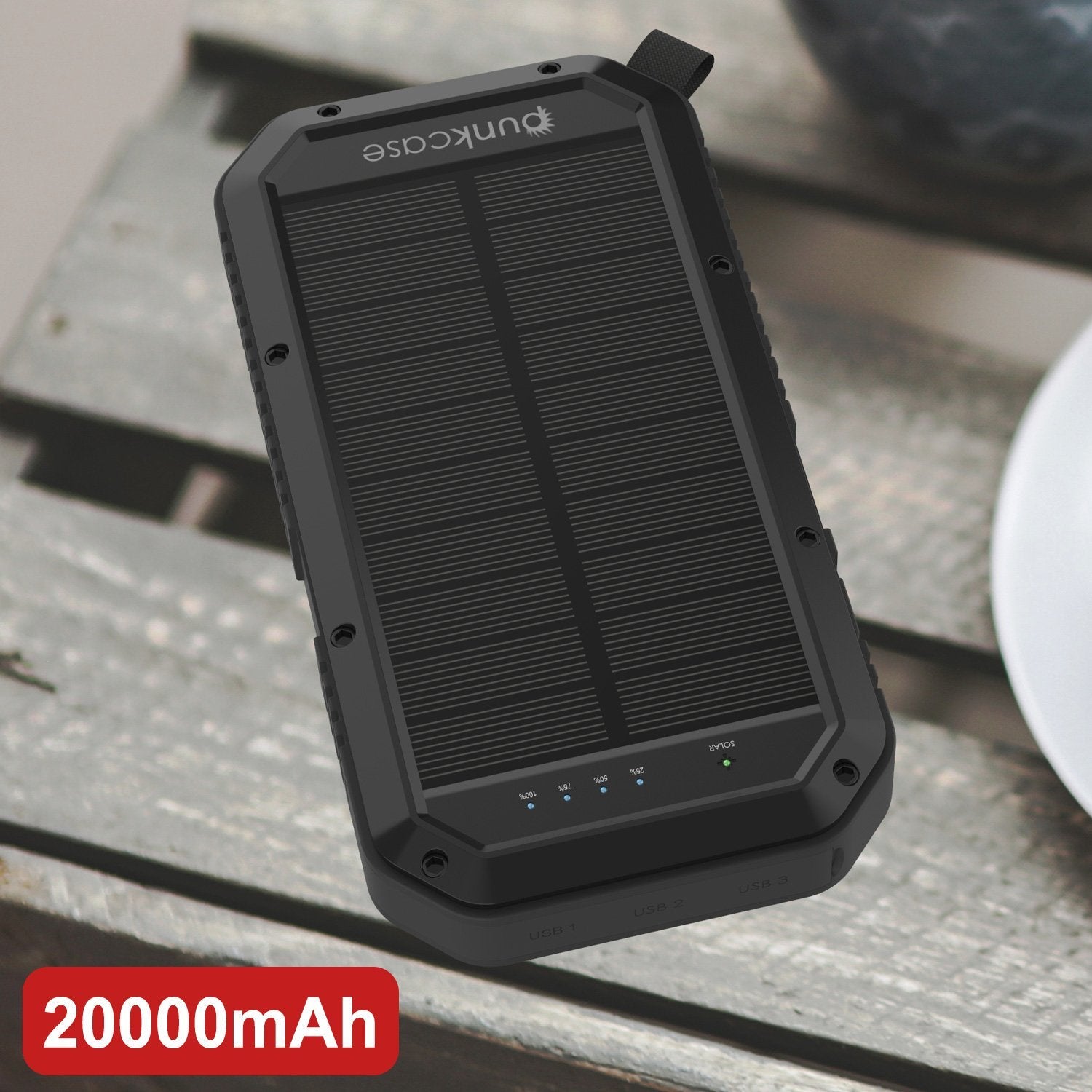 PunkCase Solar Wireless PowerBank 20000 mAh Battery Pack for Samsung & iPhone (Fold/Flip/S24/23/22/21/20) & 15/14/13/12/11/X & all Wireless Supported + iPad's [Black]