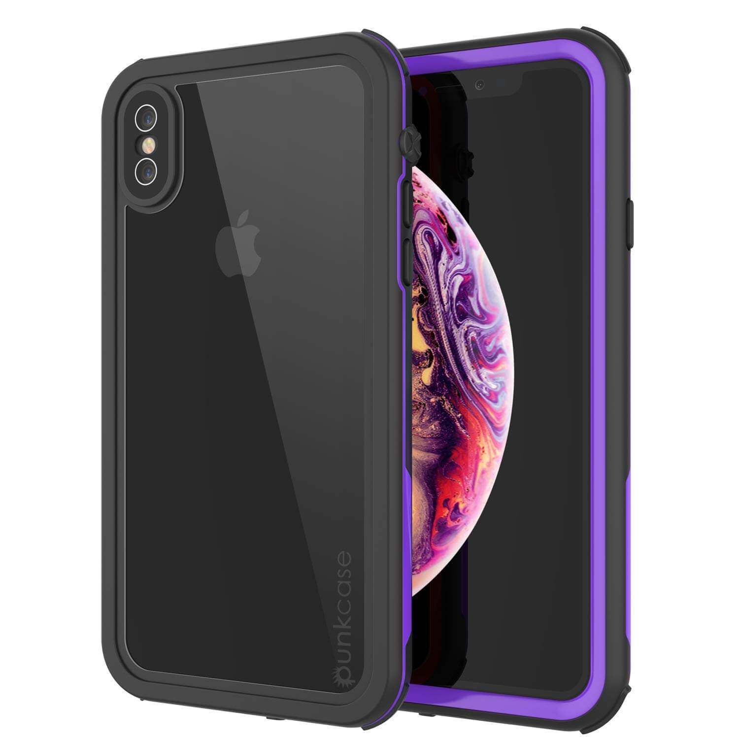 iPhone XS Waterproof IP68 Case, Punkcase [Purple] [Rapture Series]  W/Built in Screen Protector