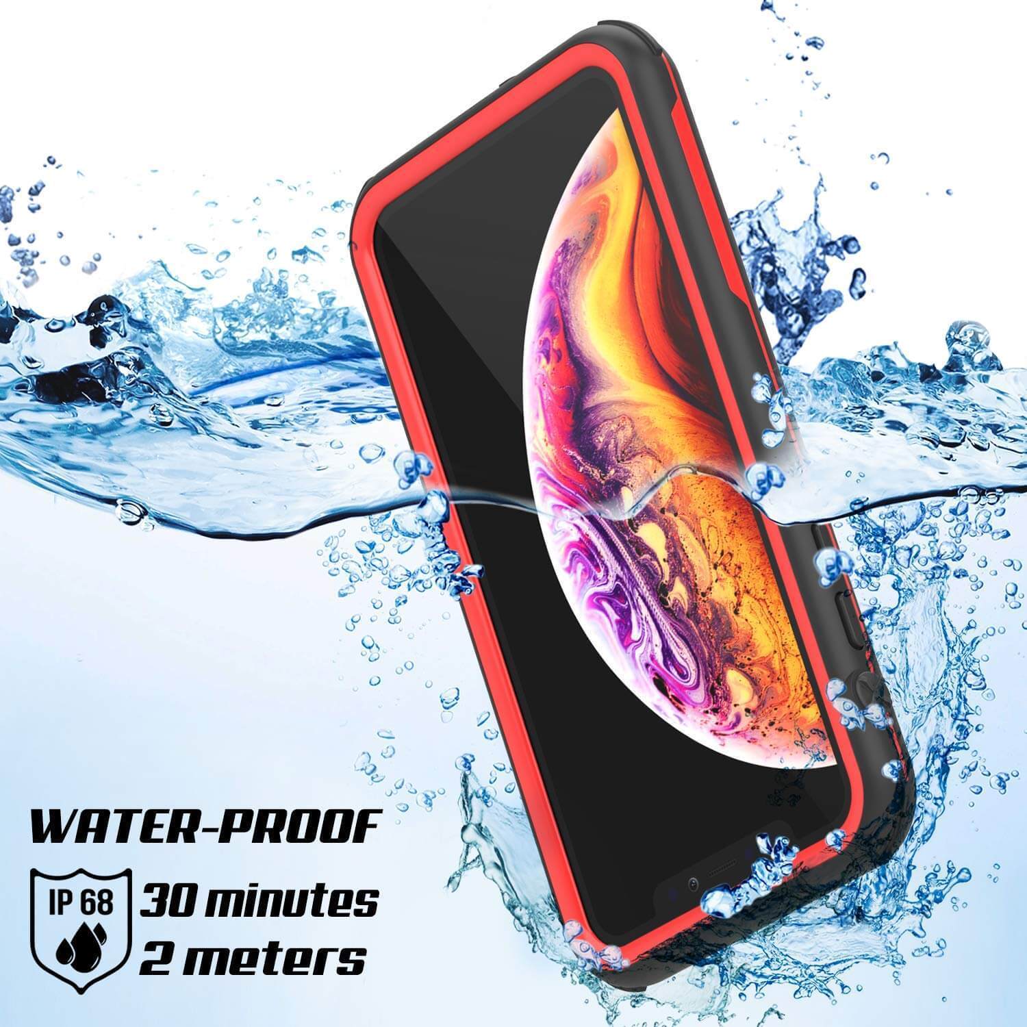 iPhone XS Max Waterproof IP68 Case, Punkcase [red] [Rapture Series]  W/Built in Screen Protector